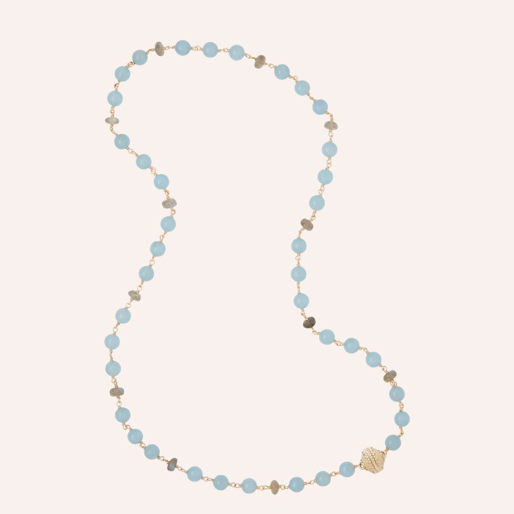 Caspian Aquamarine and Labradorite Necklace