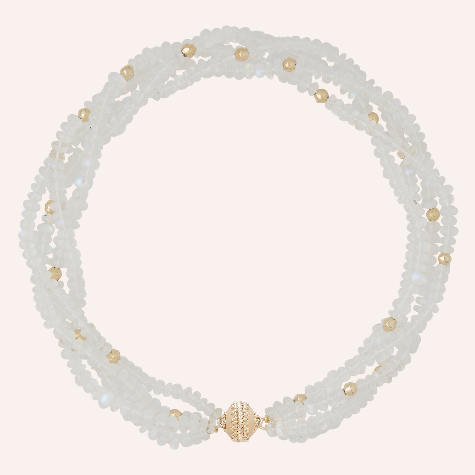 Peppercorn Moonstone Graduated Rondelle Multi-Strand Necklace