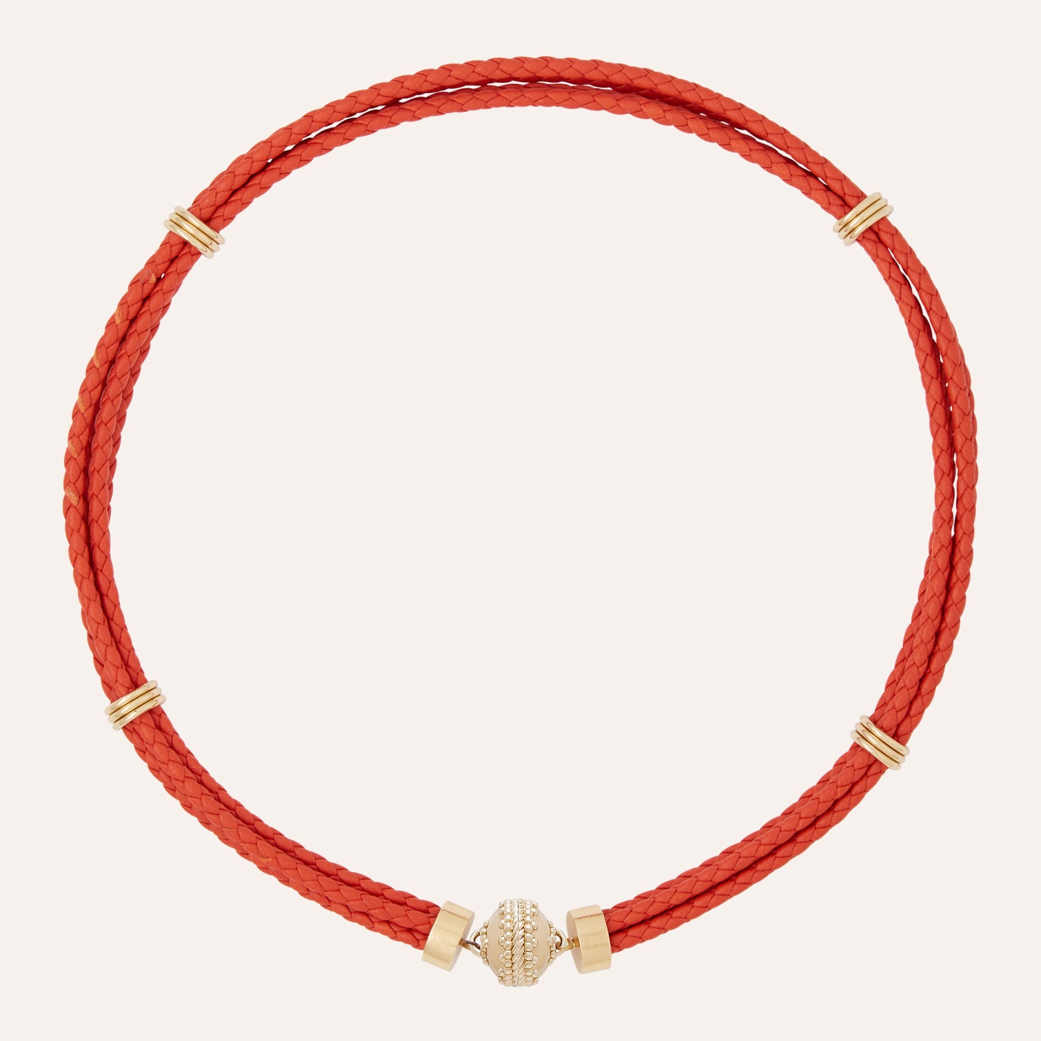 Aspen Braided Leather Dark Orange Necklace