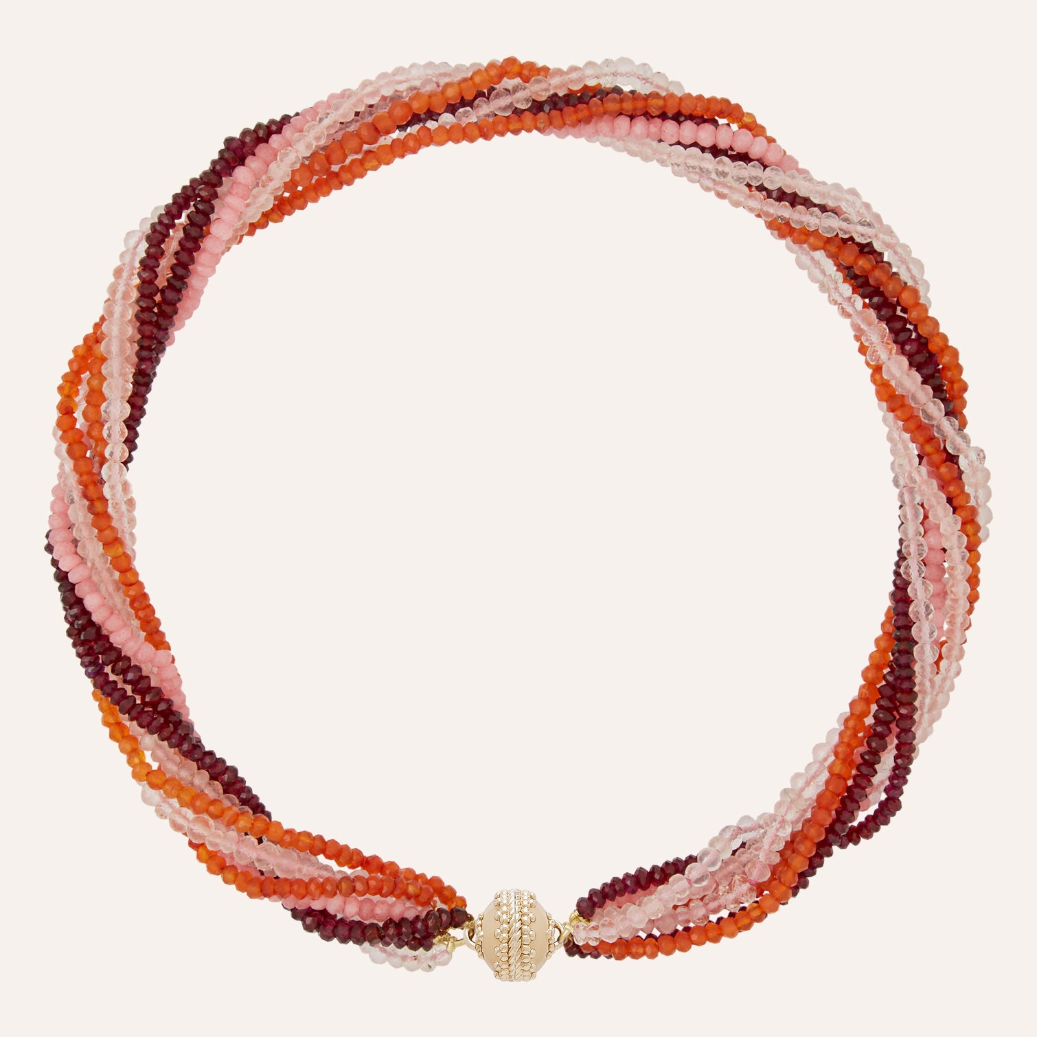 Carnelian & Rose Quartz Multi-Strand Necklace