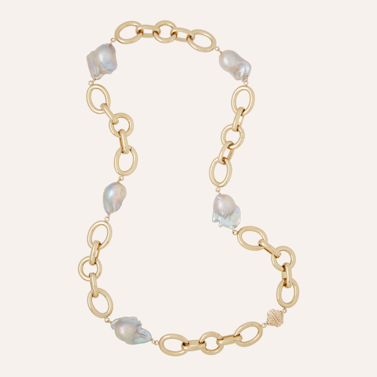 Gold Coast Necklace 2.0 with Freshwater Grey Glacier Baroque Pearls