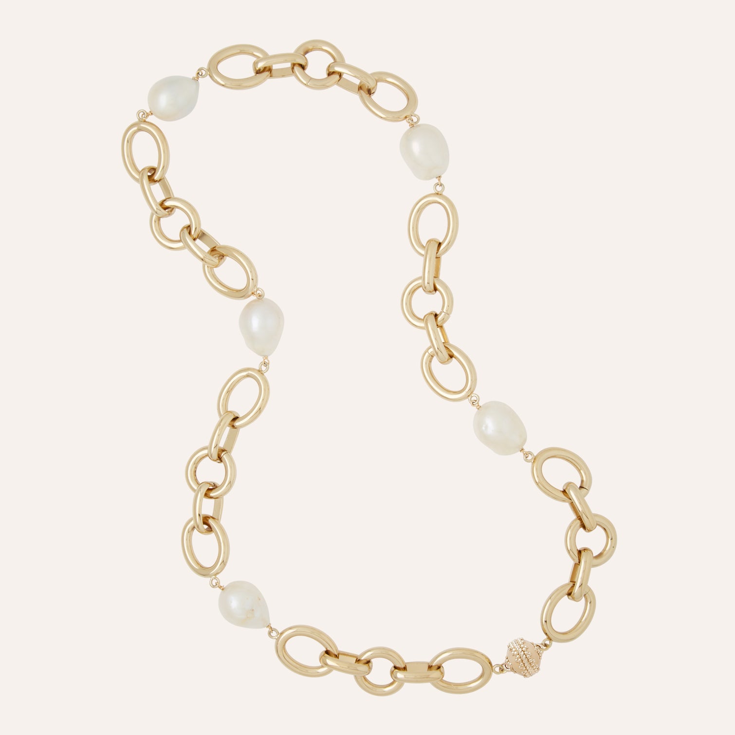 Gold Coast Necklace 2.0 with Freshwater White Baroque Pearls