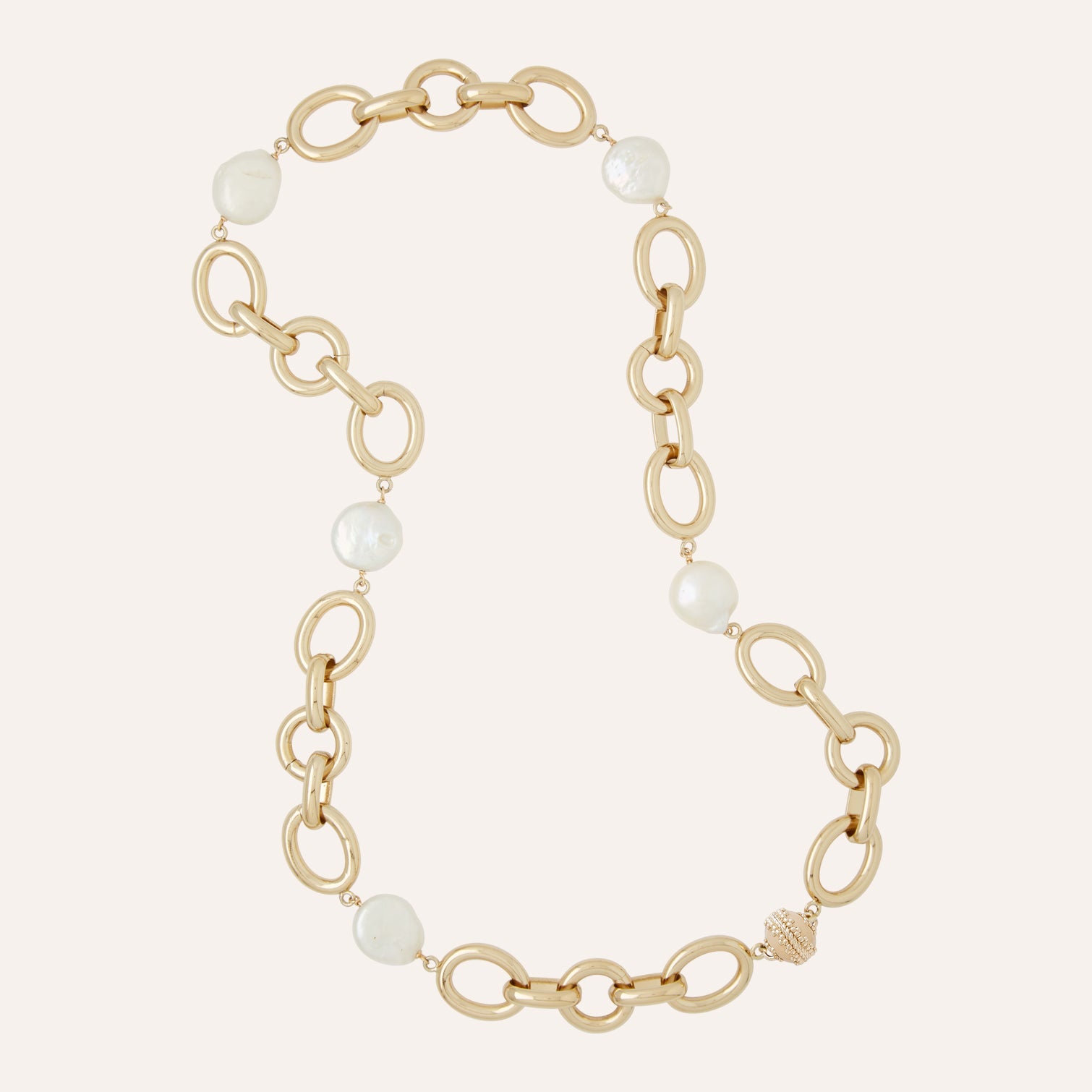 Gold Coast Necklace 2.0 with Freshwater White Baroque Coin Pearls