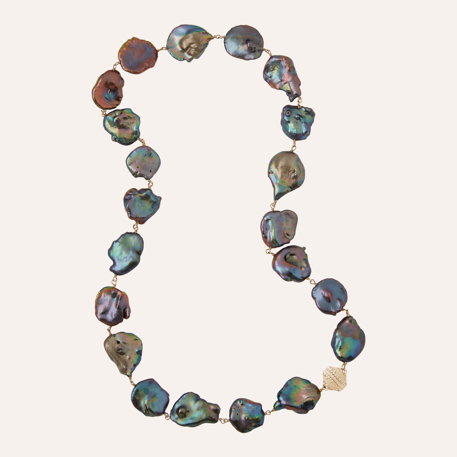 Caspian Peacock Keshi Pearl Necklace