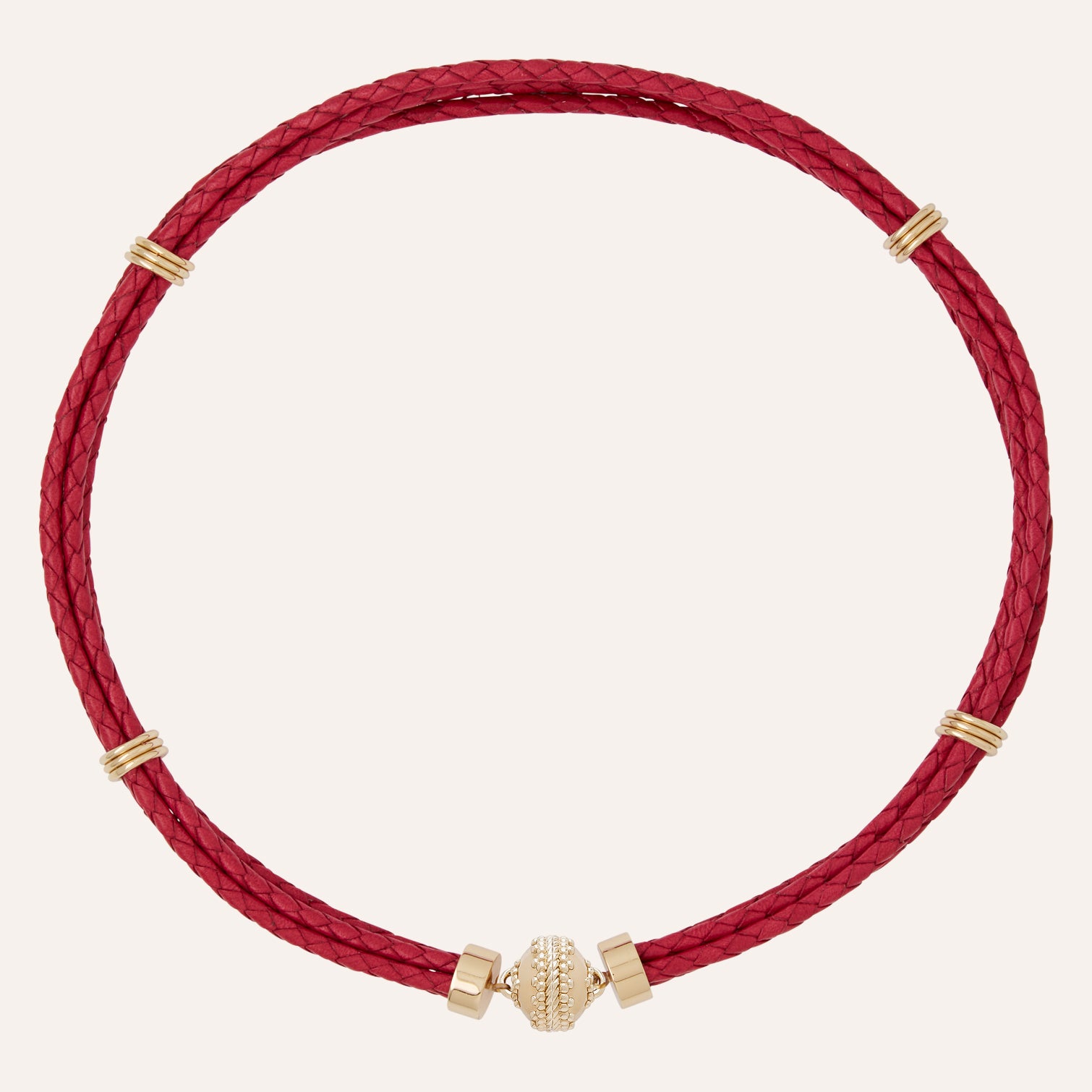 Aspen Braided Mediterranean Magenta Leather Necklace