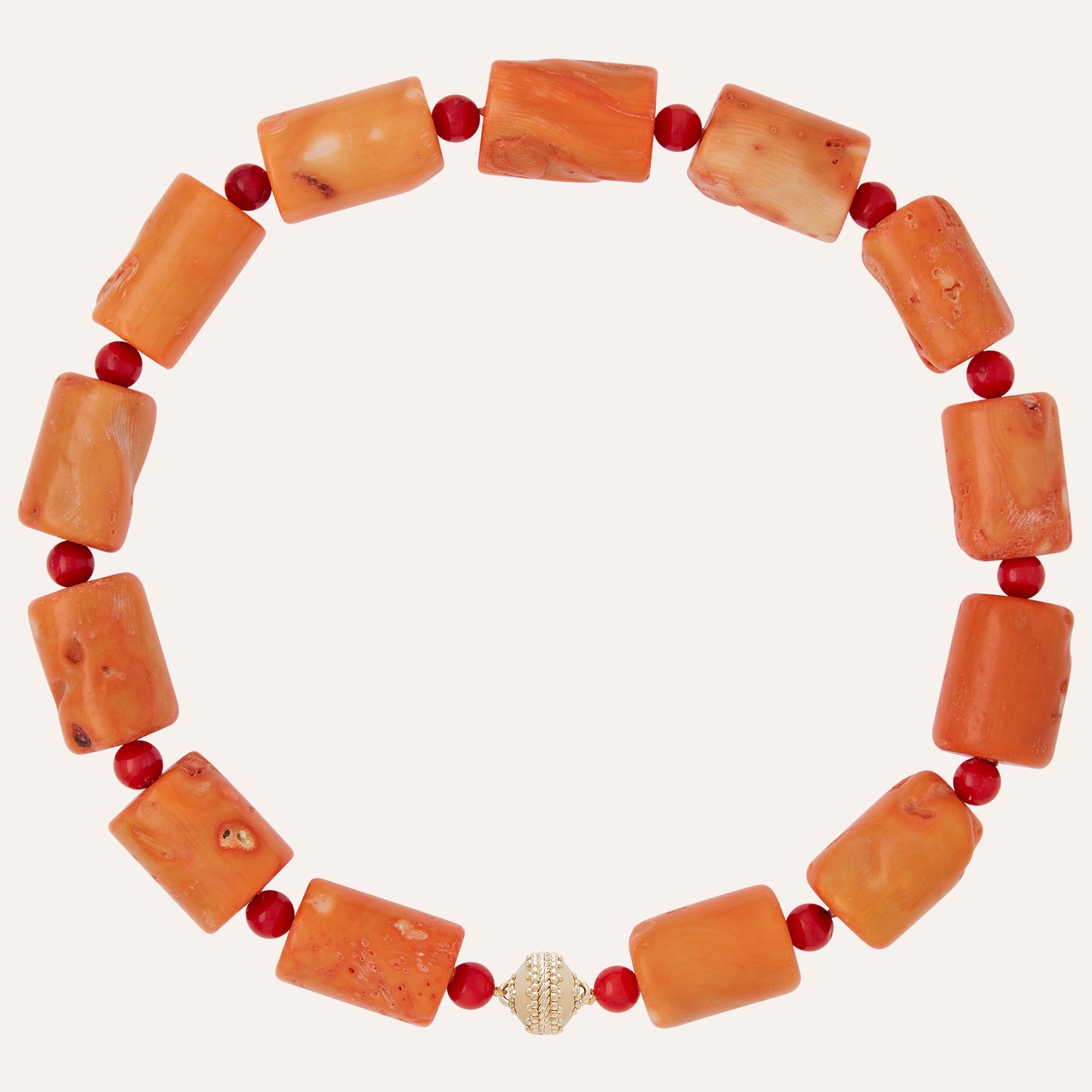 Dyed Orange Coral Tubular Necklace