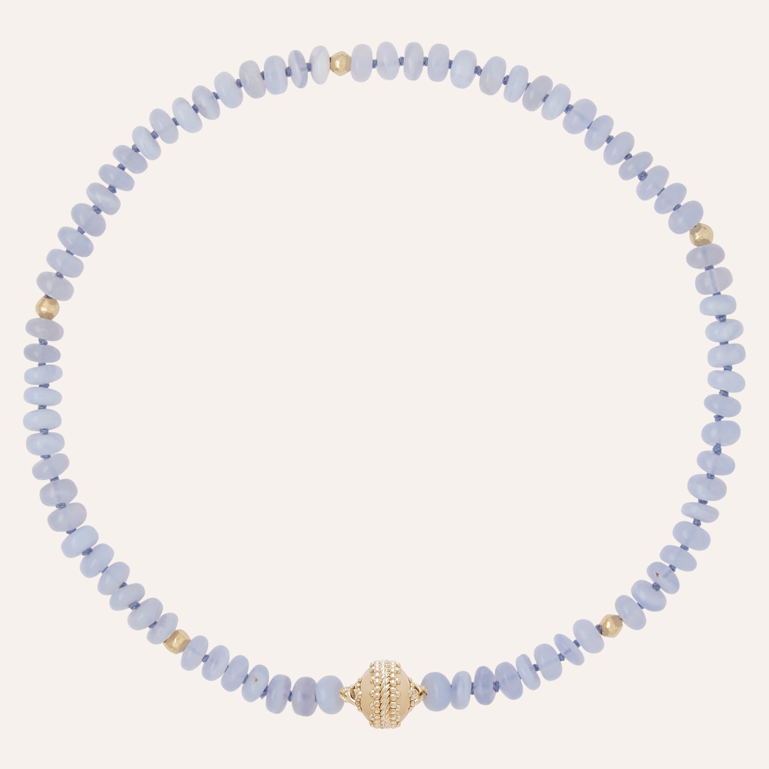 Peppercorn Blue Chalcedony Rondelle Necklace