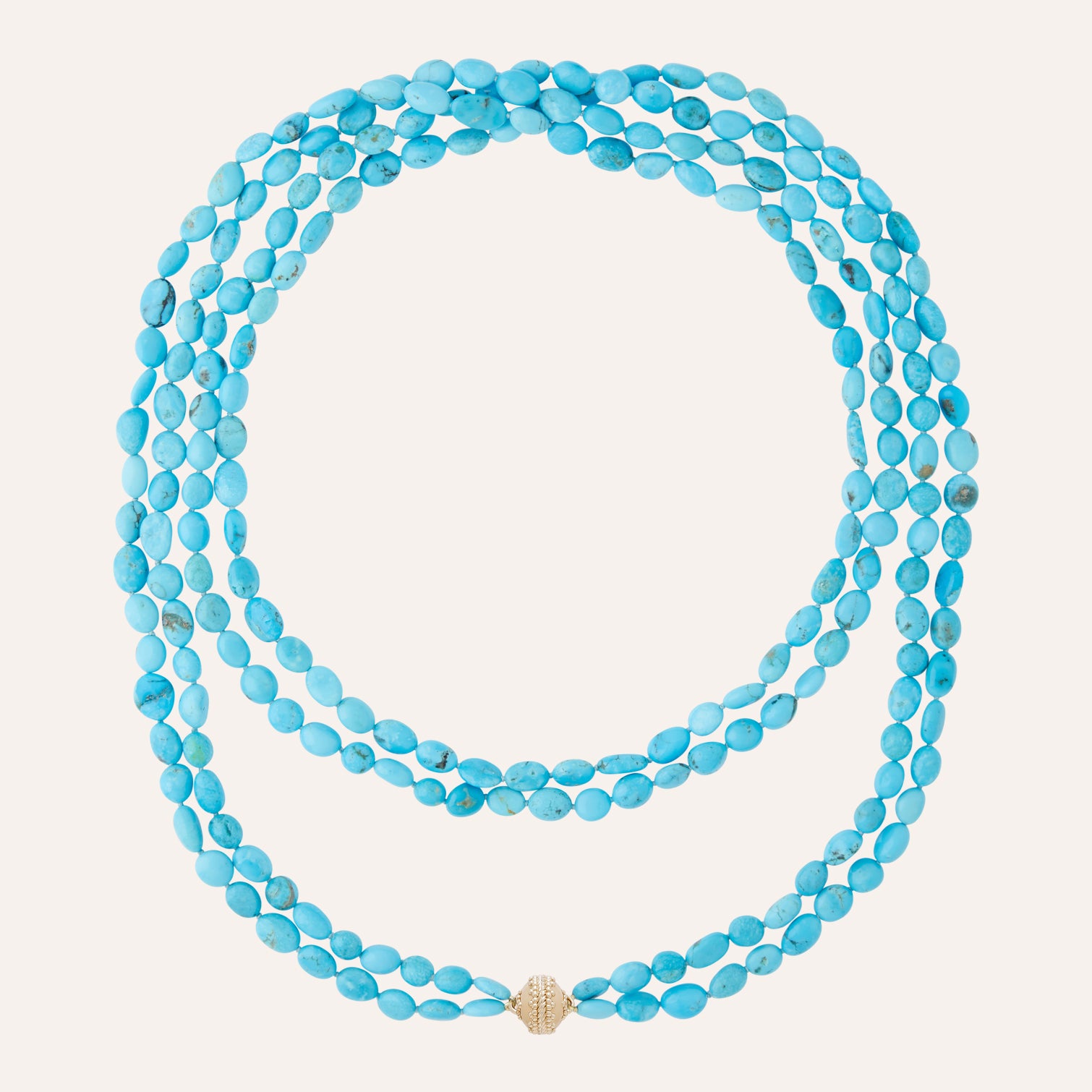 Kingman Turquoise Double-Strand Opera Necklace