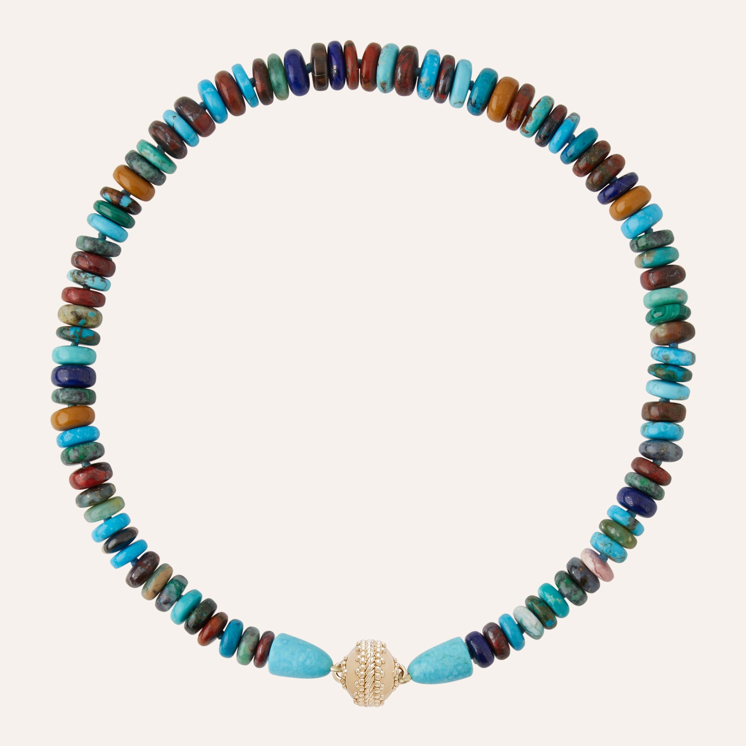 Turquoise Mixed Stone Graduated Rondelle Necklace