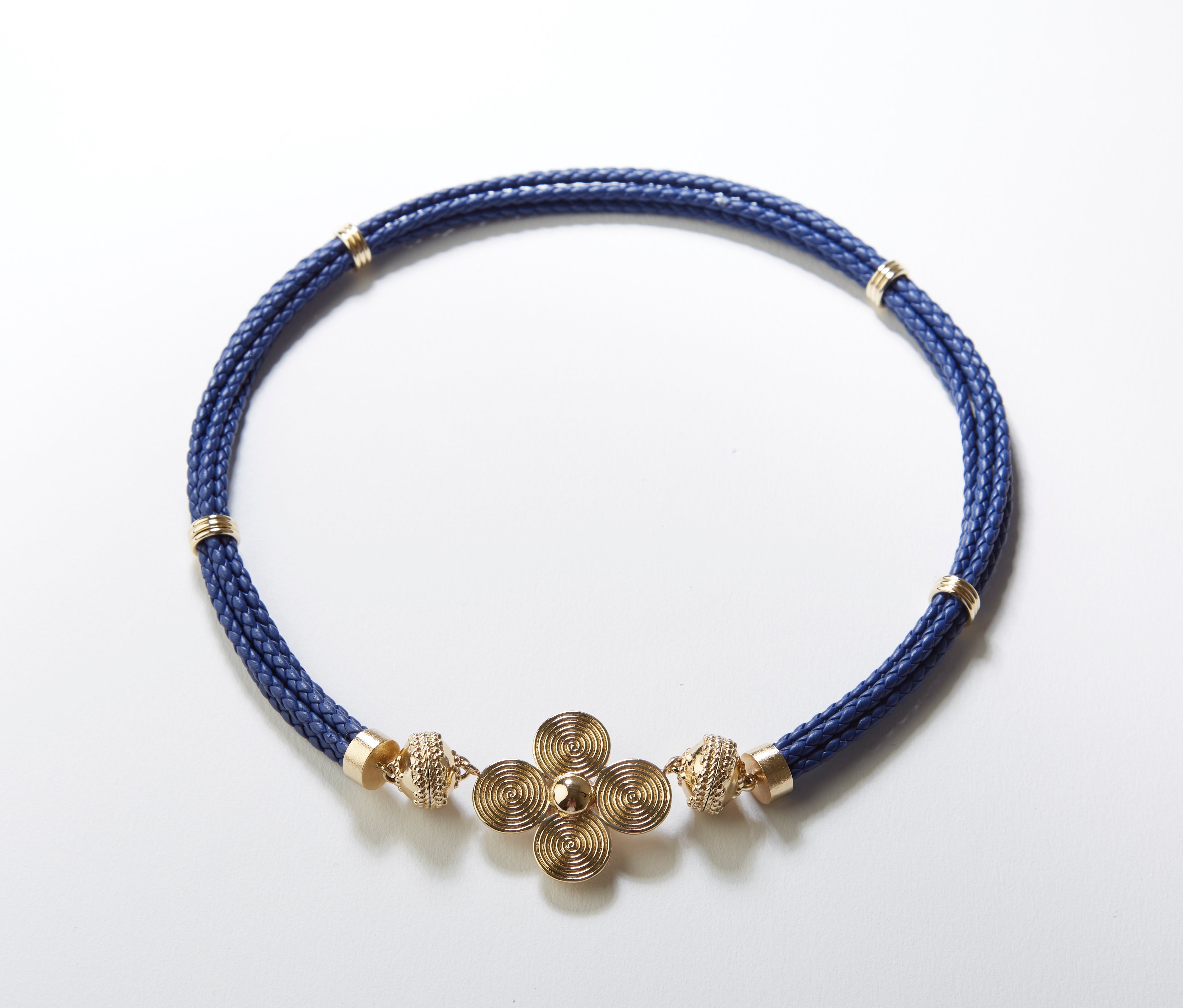 Aspen Braided Leather Royal Blue Necklace