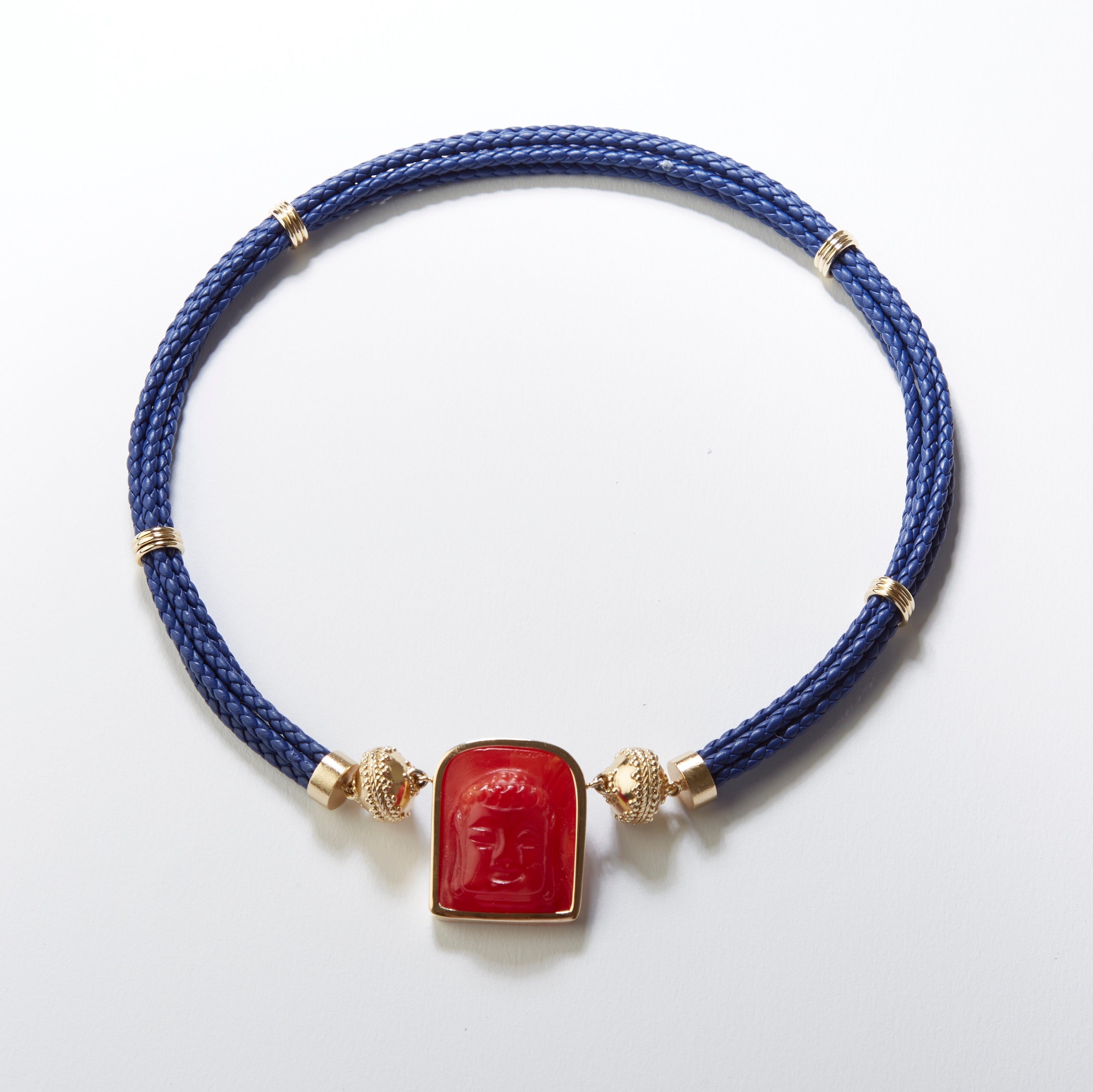 Aspen Braided Leather Royal Blue Necklace