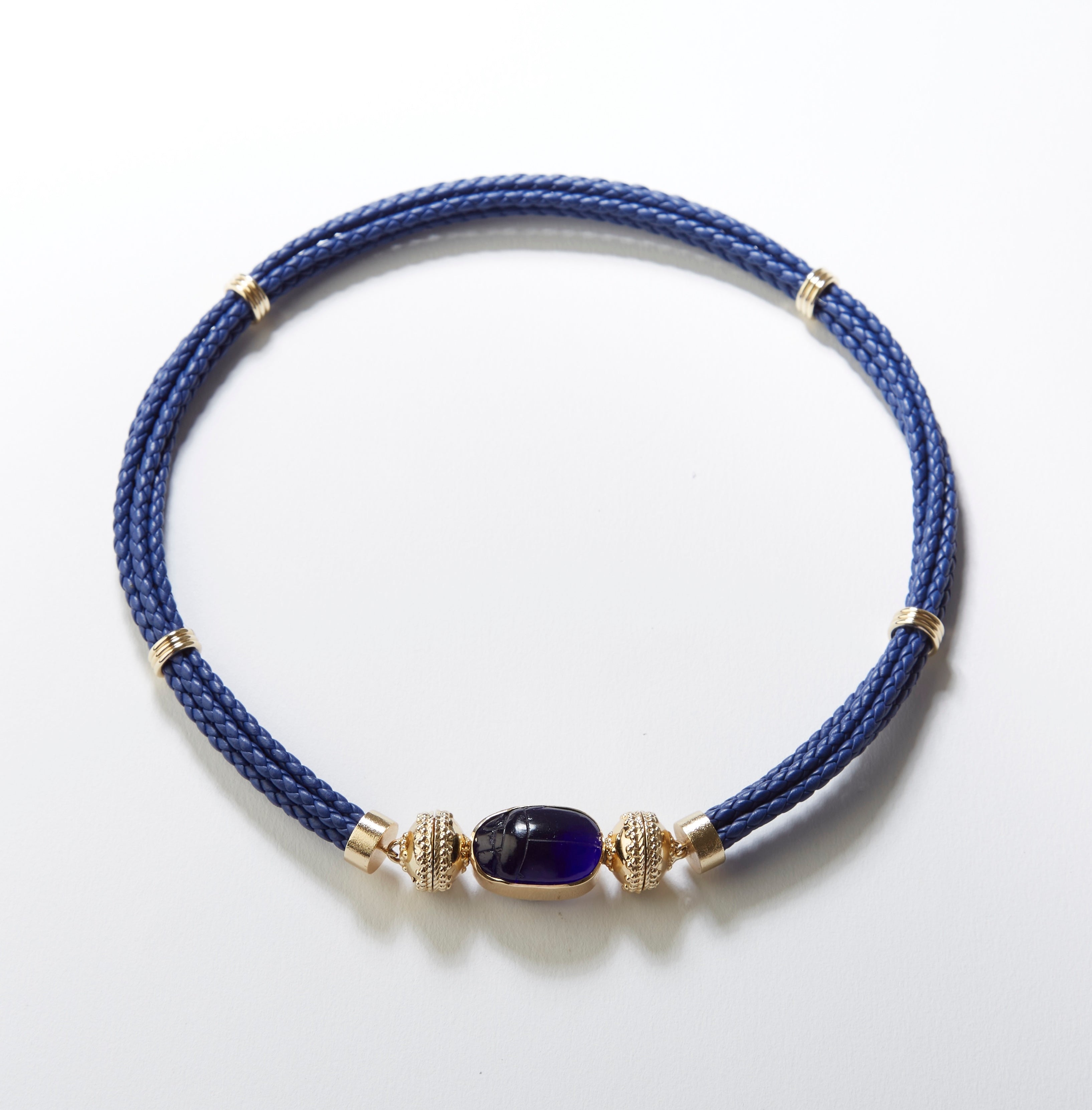 Aspen Braided Leather Royal Blue Necklace