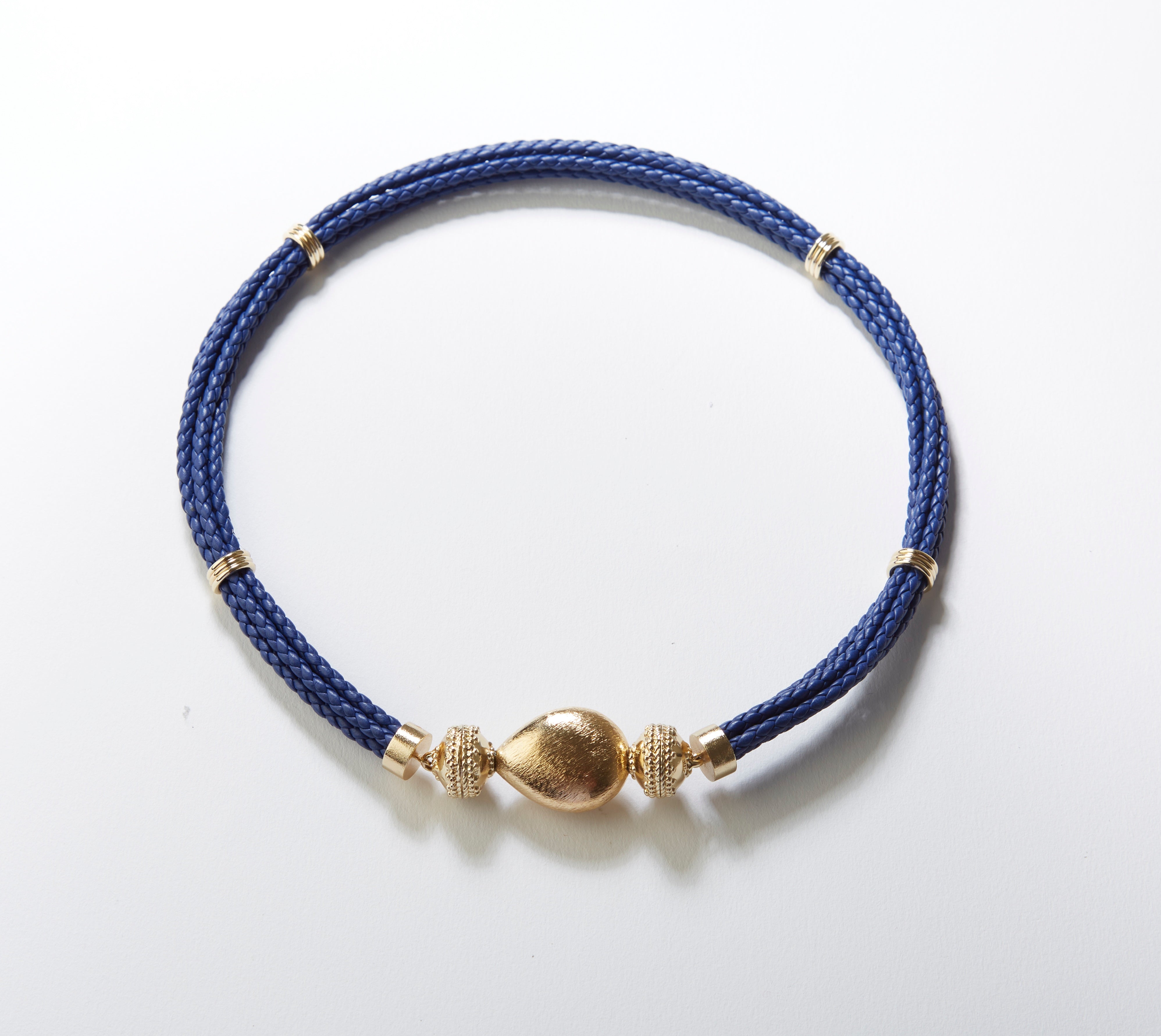 Aspen Braided Leather Royal Blue Necklace