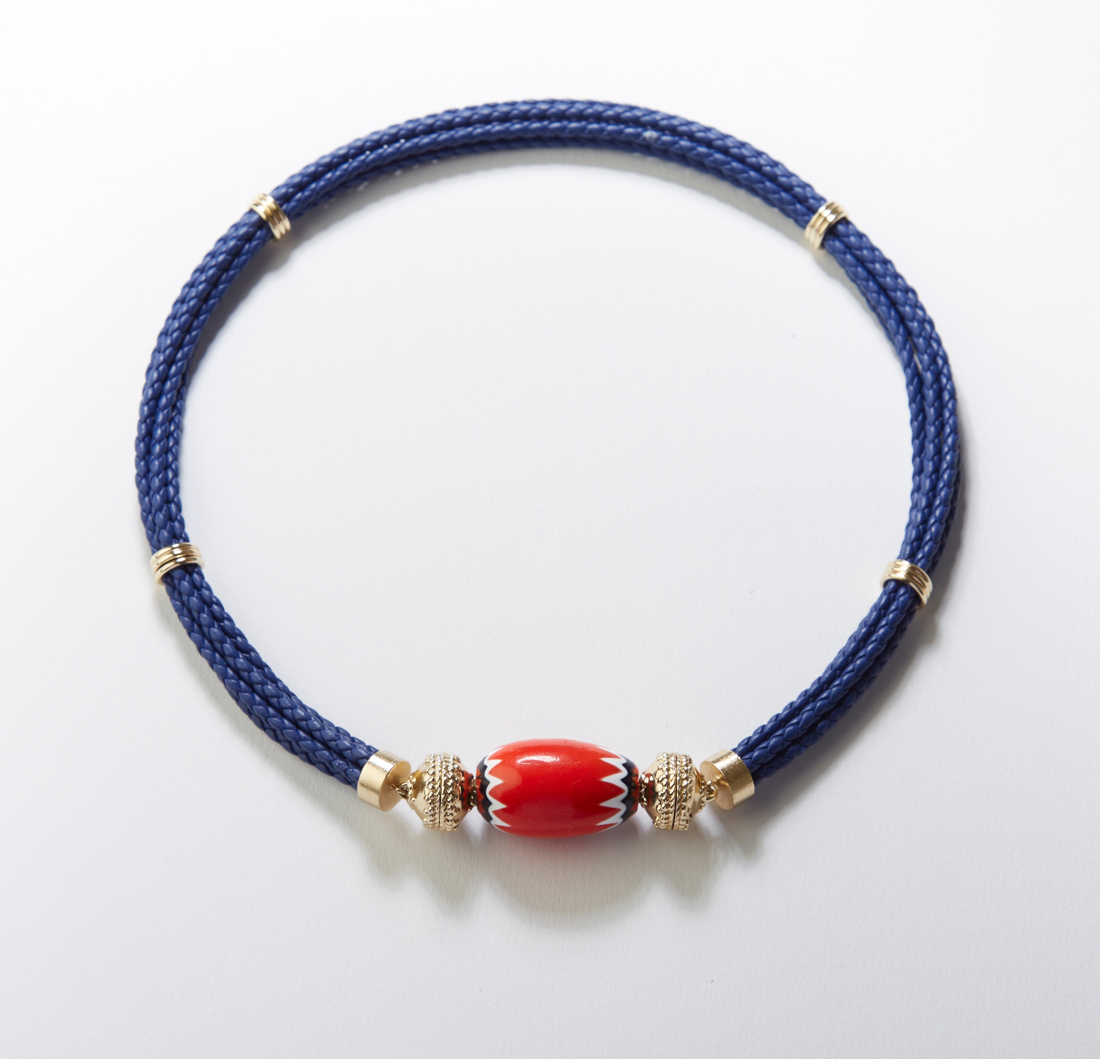 Aspen Braided Leather Royal Blue Necklace