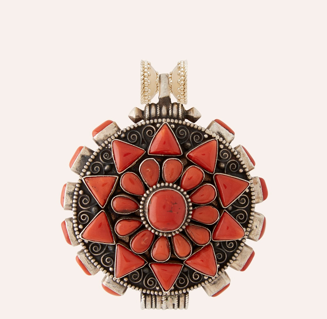 Tibetan Treasure Coral Starburst Centerpiece