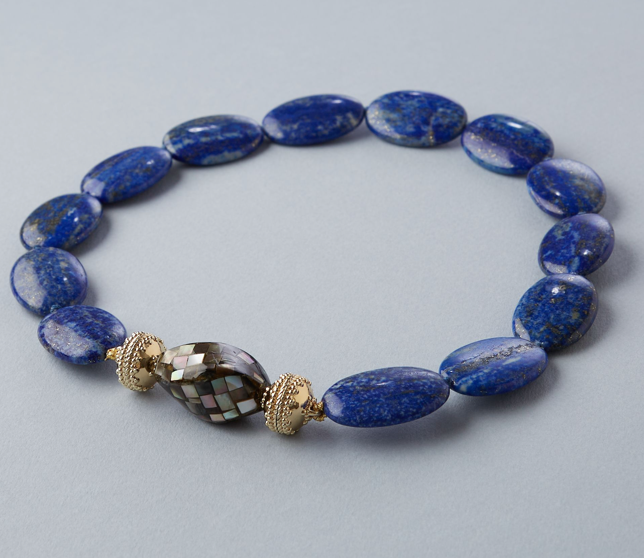 Helen Lapis Flat Oval Necklace