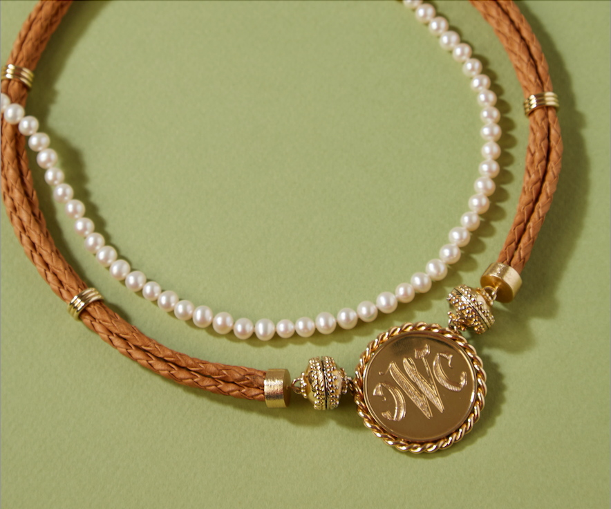 Classic Monogram Centerpiece in 14k Gold or Sterling Silver