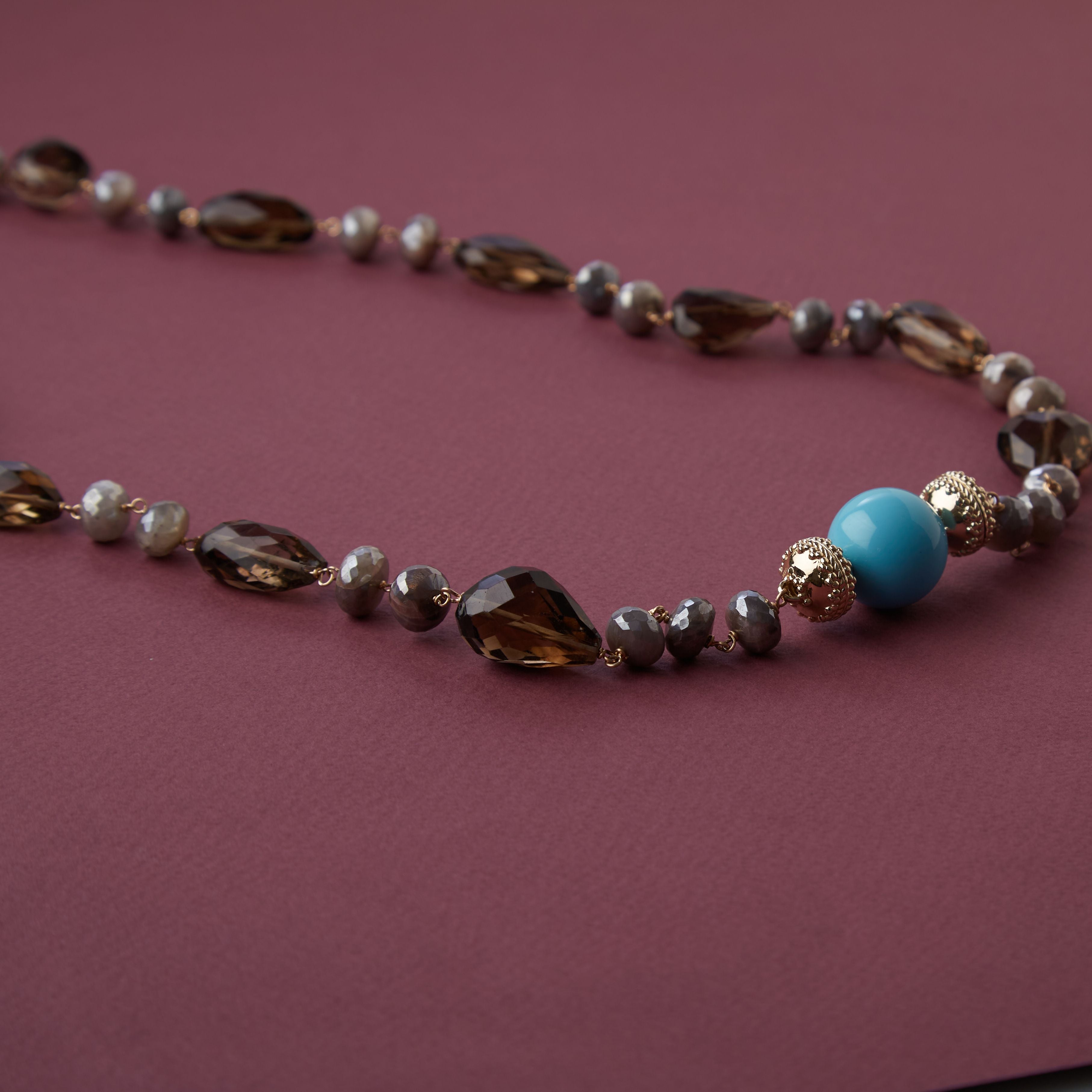 Caspian Moonstone & Smoky Quartz Necklace