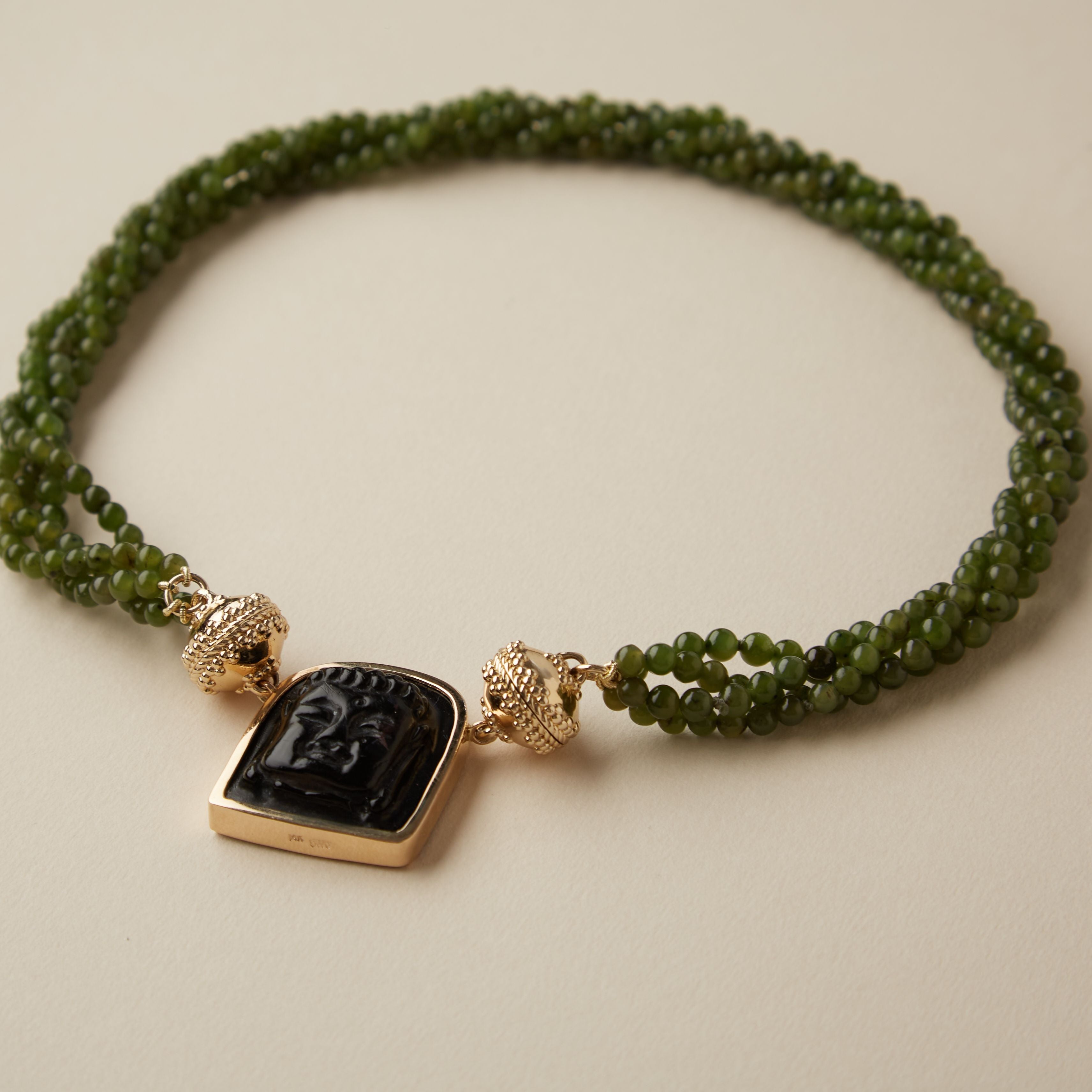 Victoire 4mm Green Jade Multi-Strand Necklace