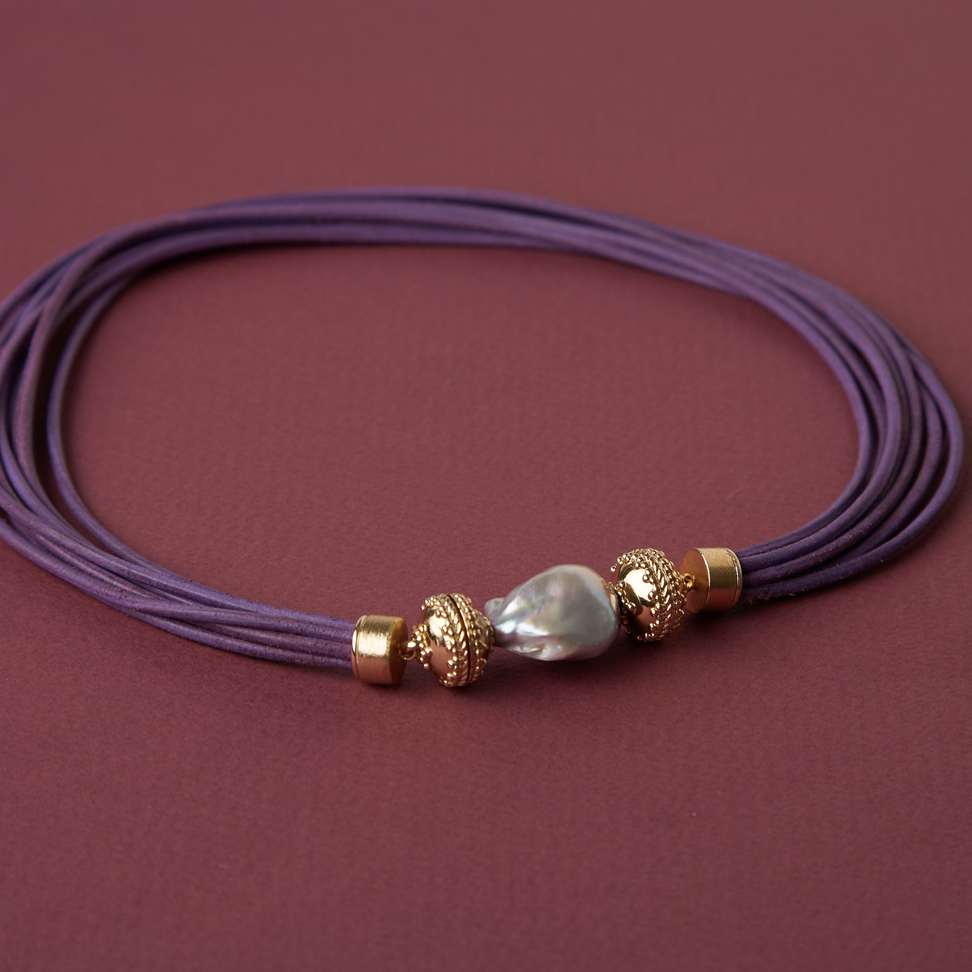 Lexington Purple Leather Necklace