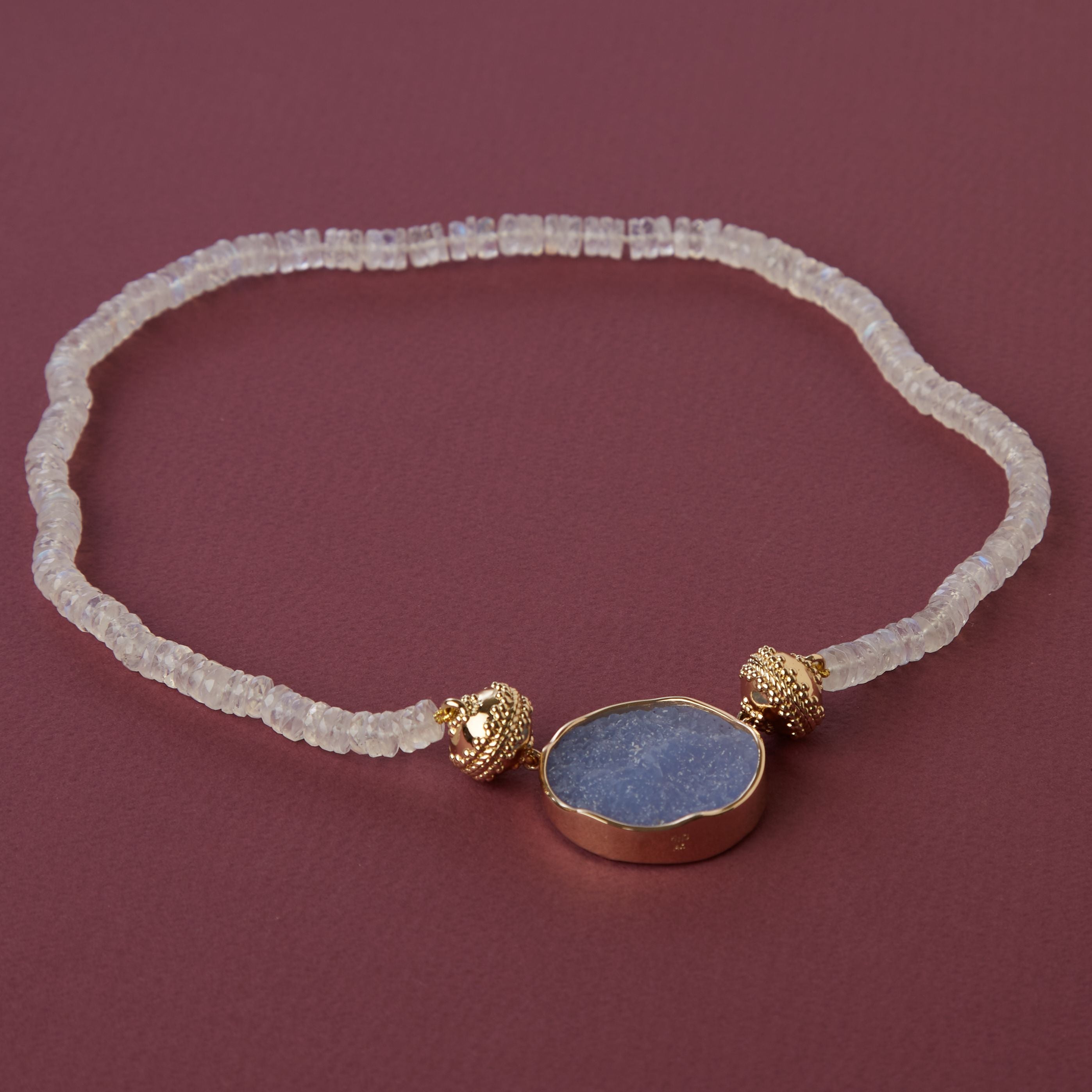 Iridescent Rainbow Moonstone 6mm Rondelle Necklace