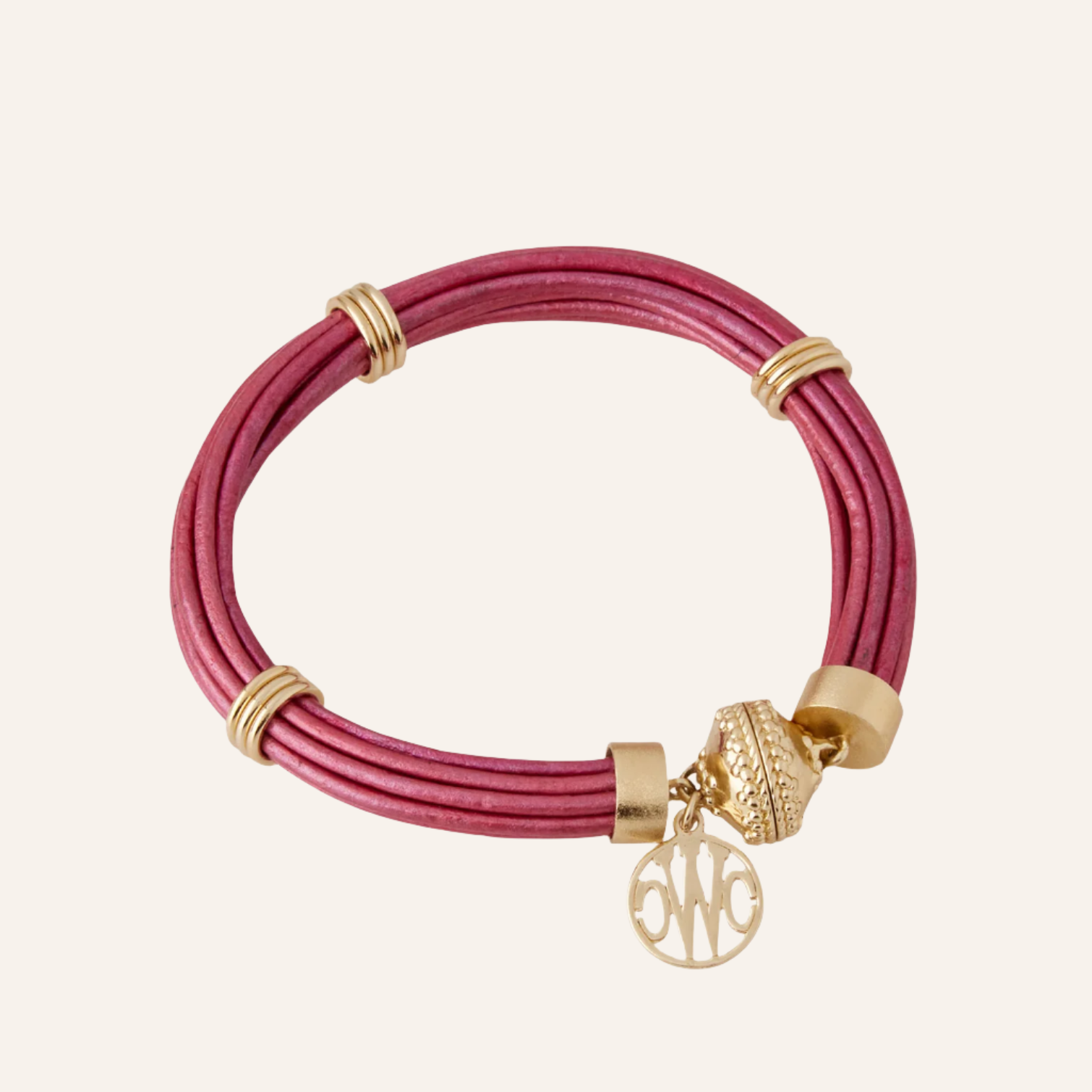 Aspen Leather Raspberry Bracelet