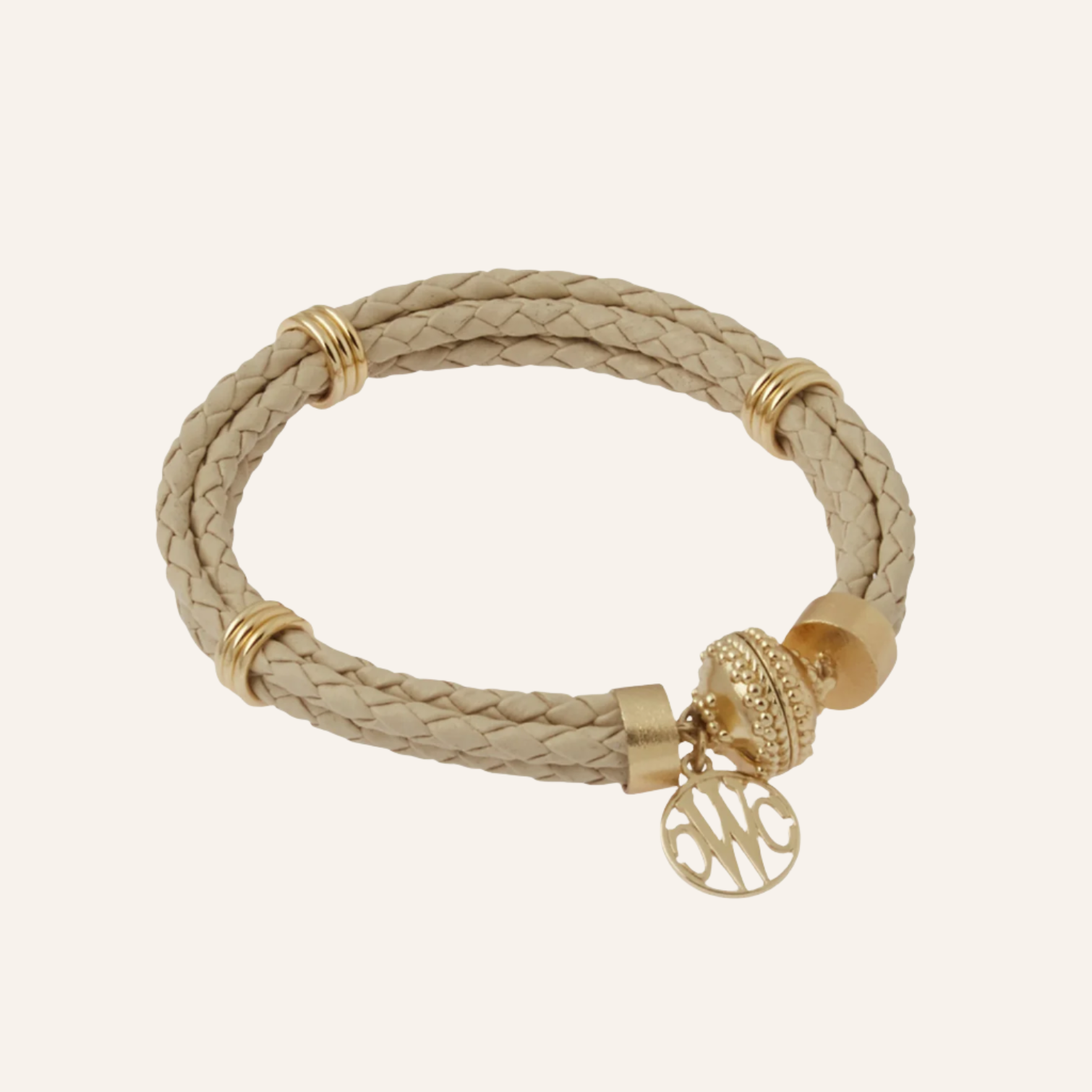 Aspen Braided Leather Beige Bracelet