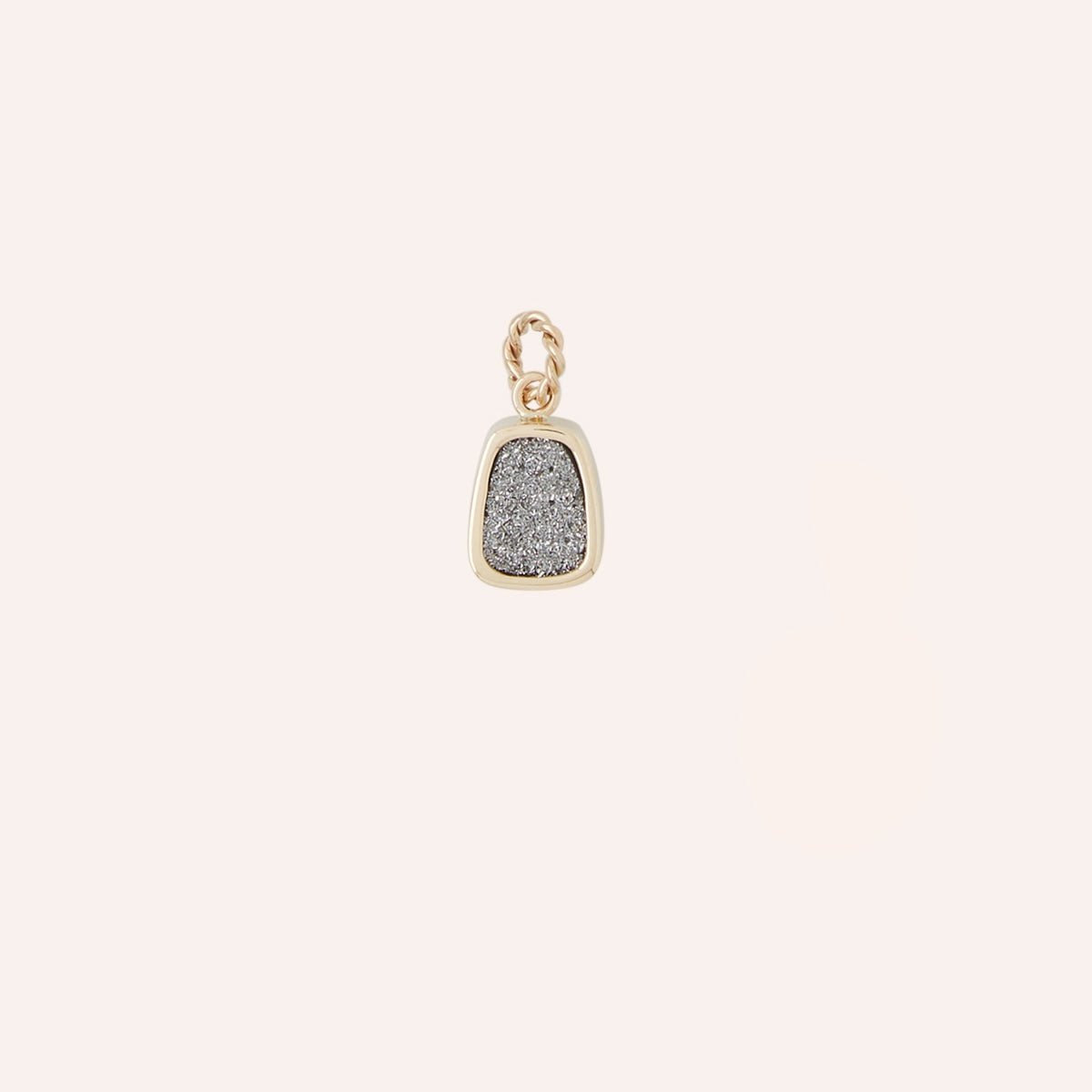 14K White Titanium Druzy Charm