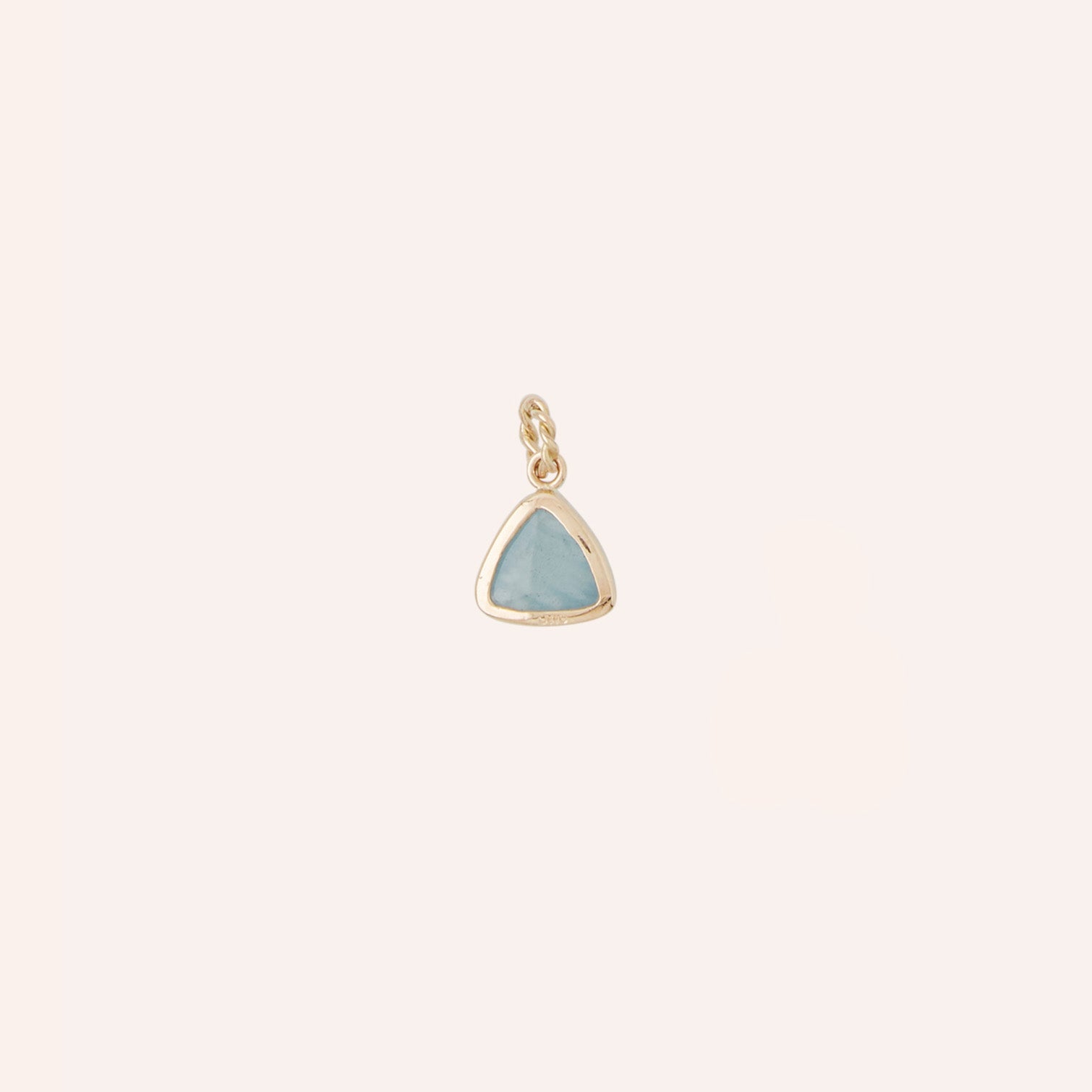 14K Aquamarine Carved Triangle Charm