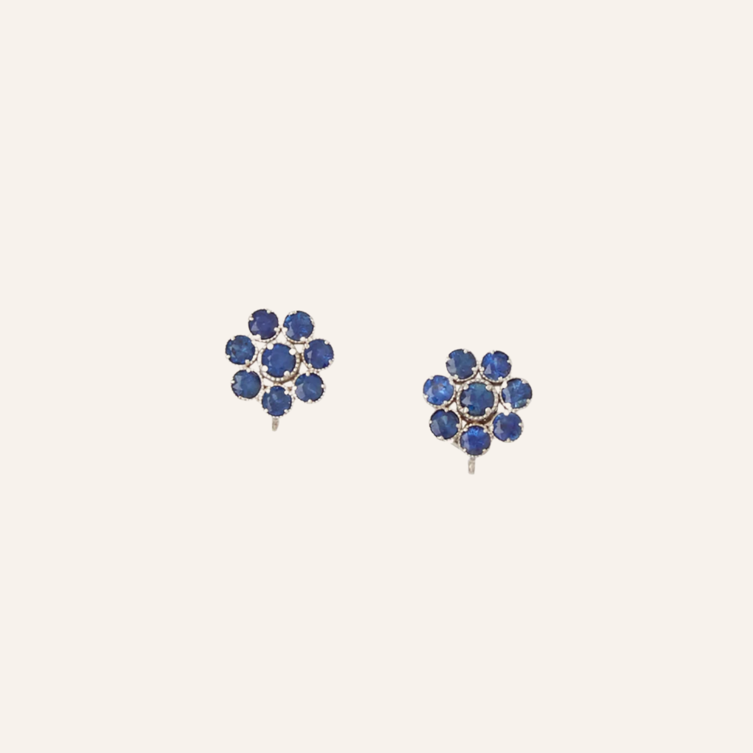 18K White Gold Mini Blossom Sapphire Earrings