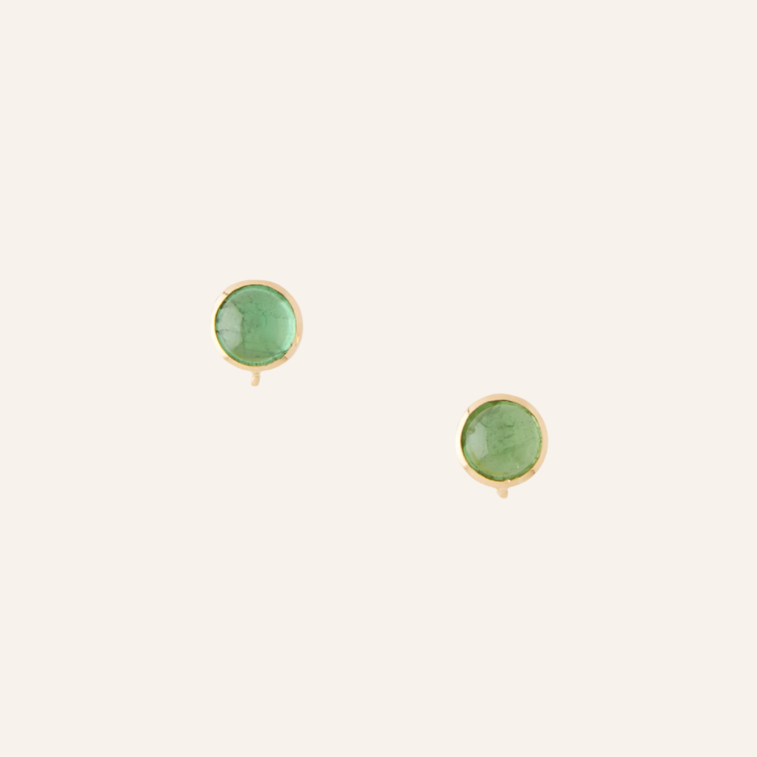 18K Tsavorite 6mm Cabochon Earrings