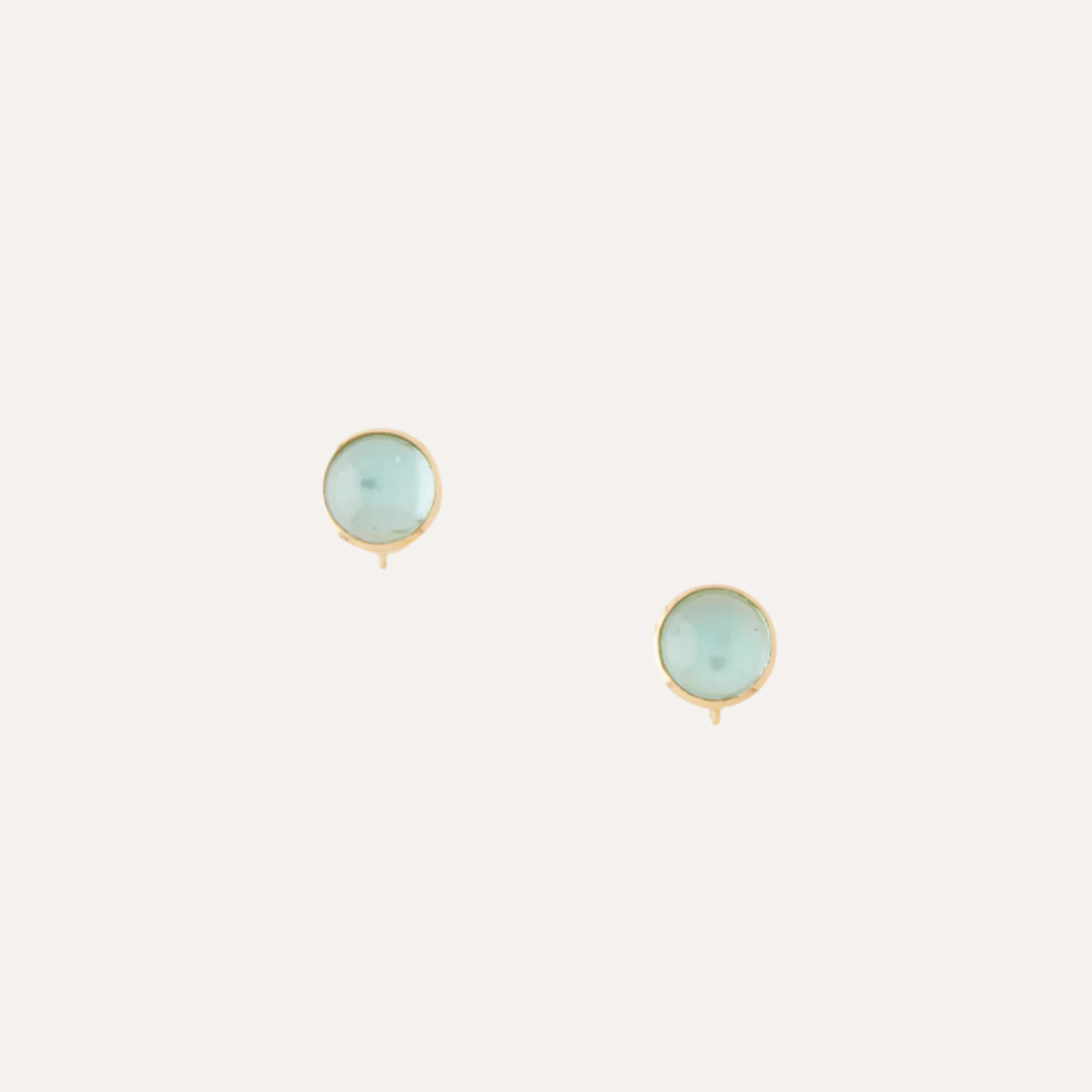 18K Green Tourmaline 7mm Cabochon Earrings