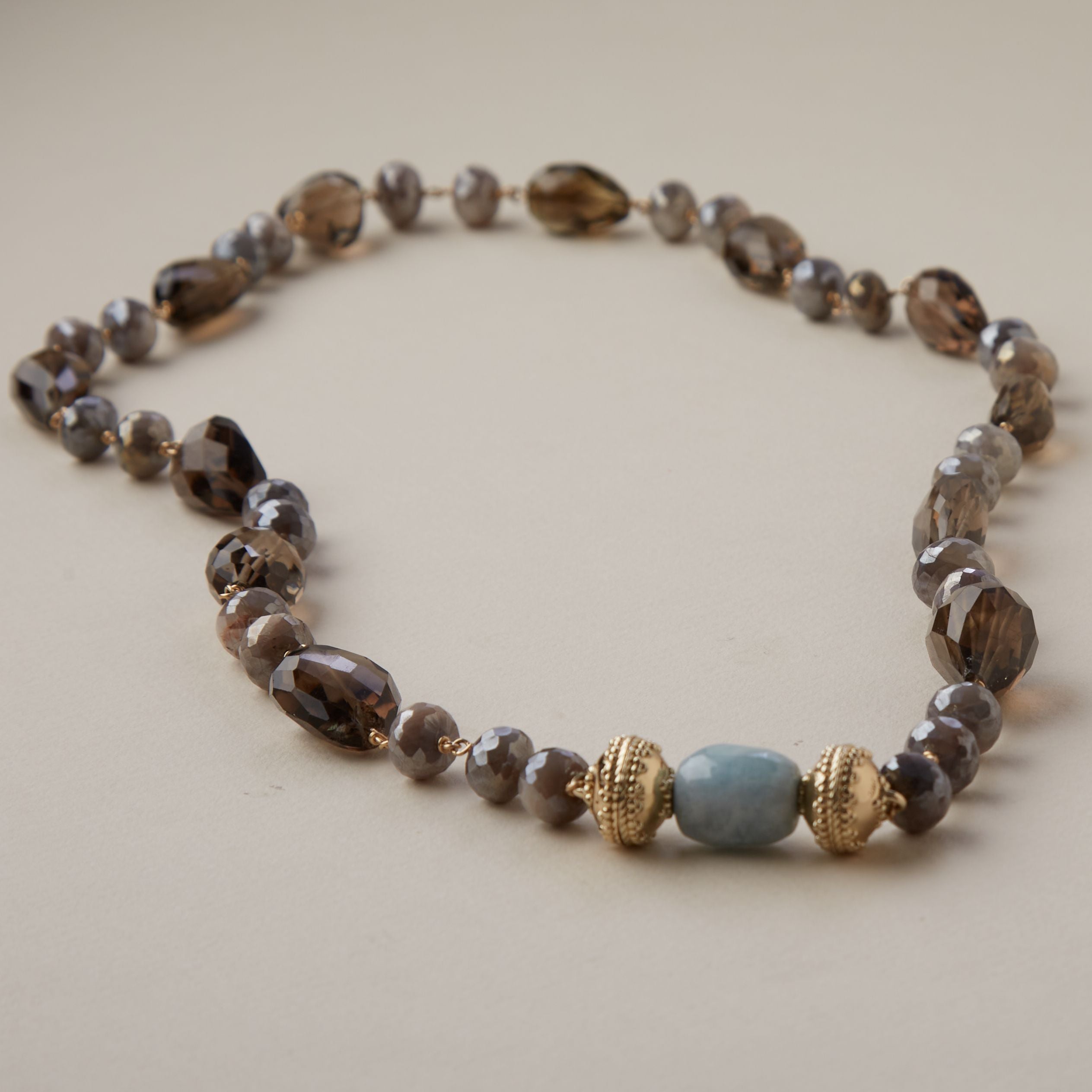 Caspian Moonstone & Smoky Quartz Necklace