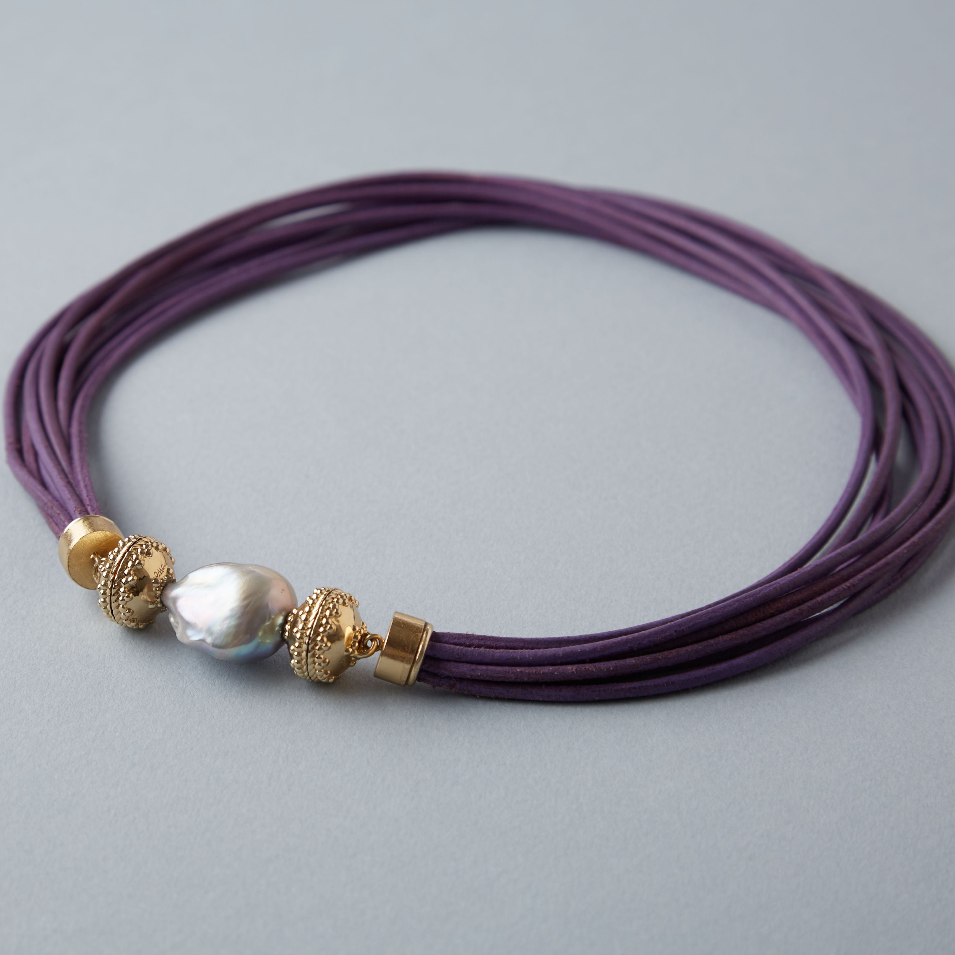 Lexington Purple Leather Necklace