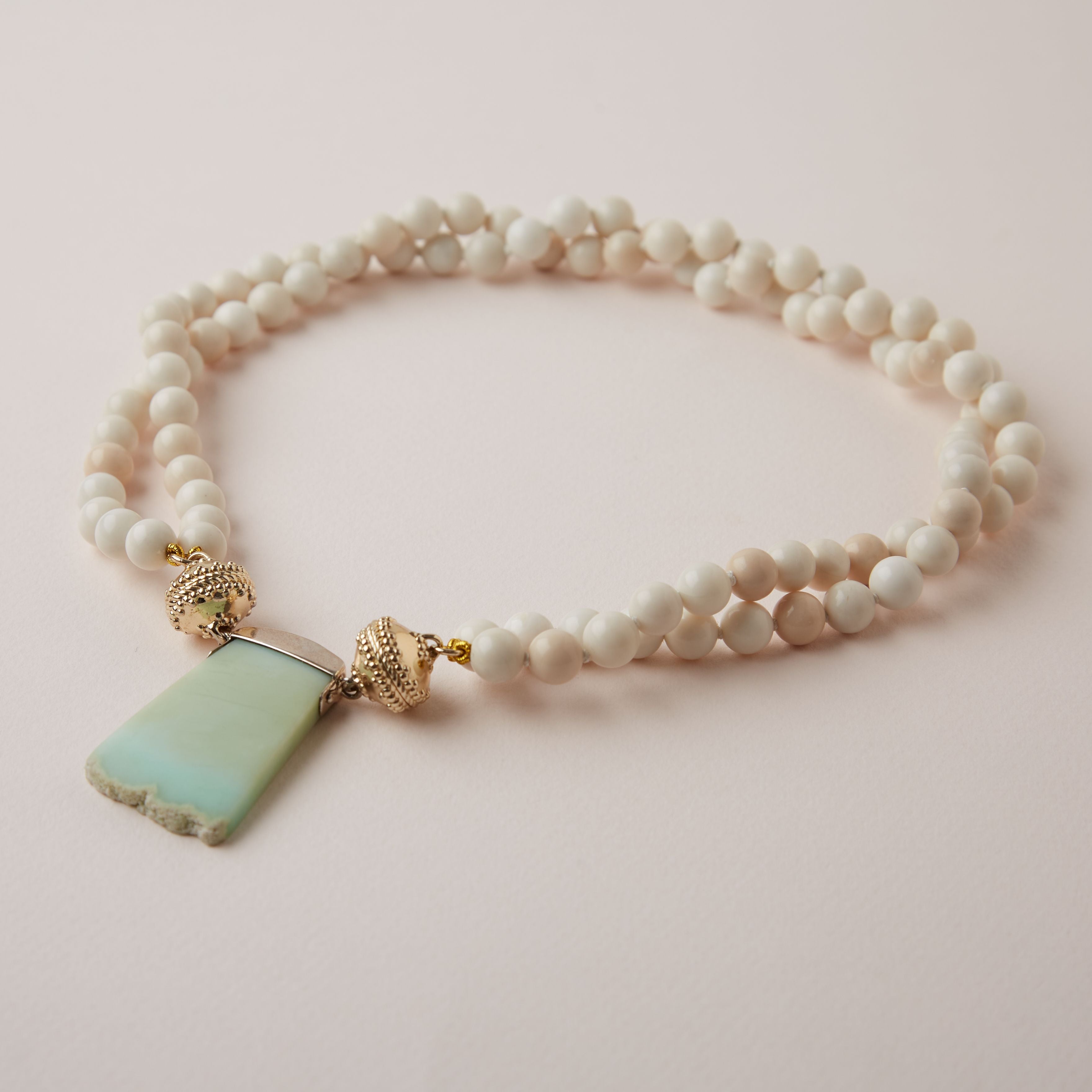 Victoire 8mm Ivory Jade Double-Strand Necklace