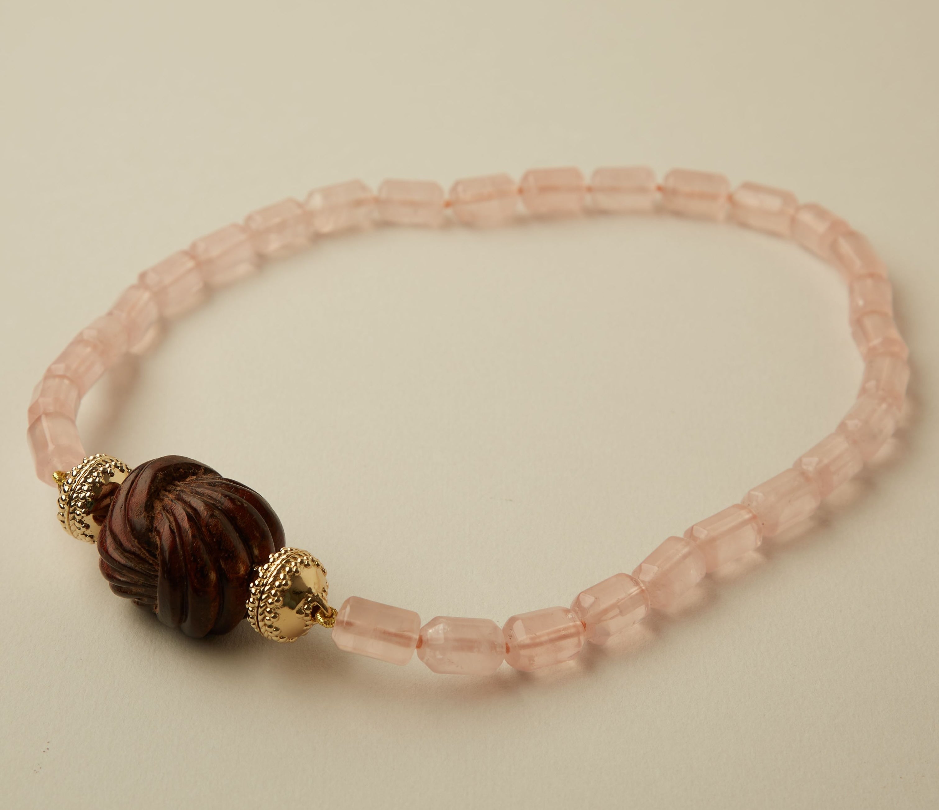 Rose Quartz Barrel Necklace