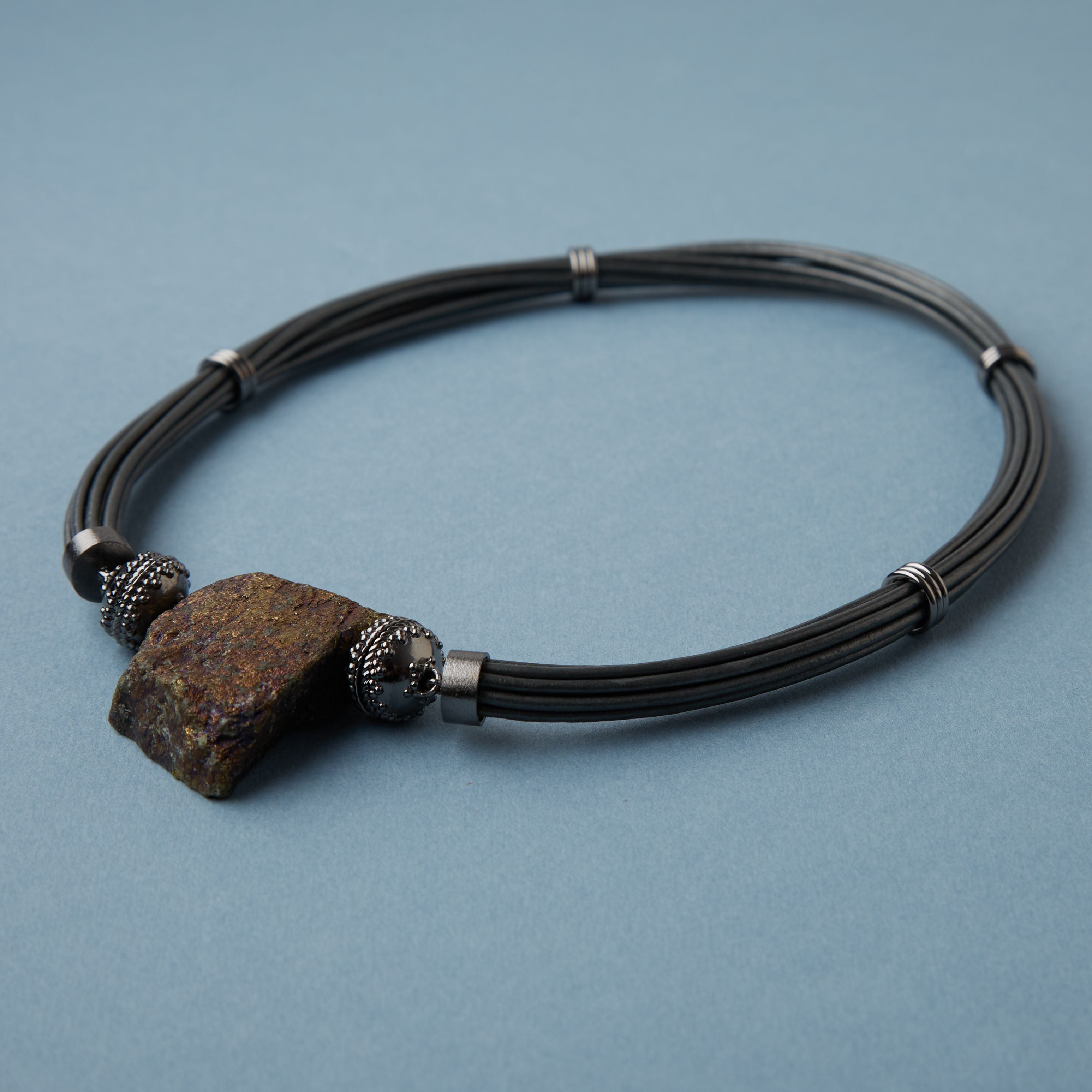 Aspen Leather Pewter Gunmetal Necklace