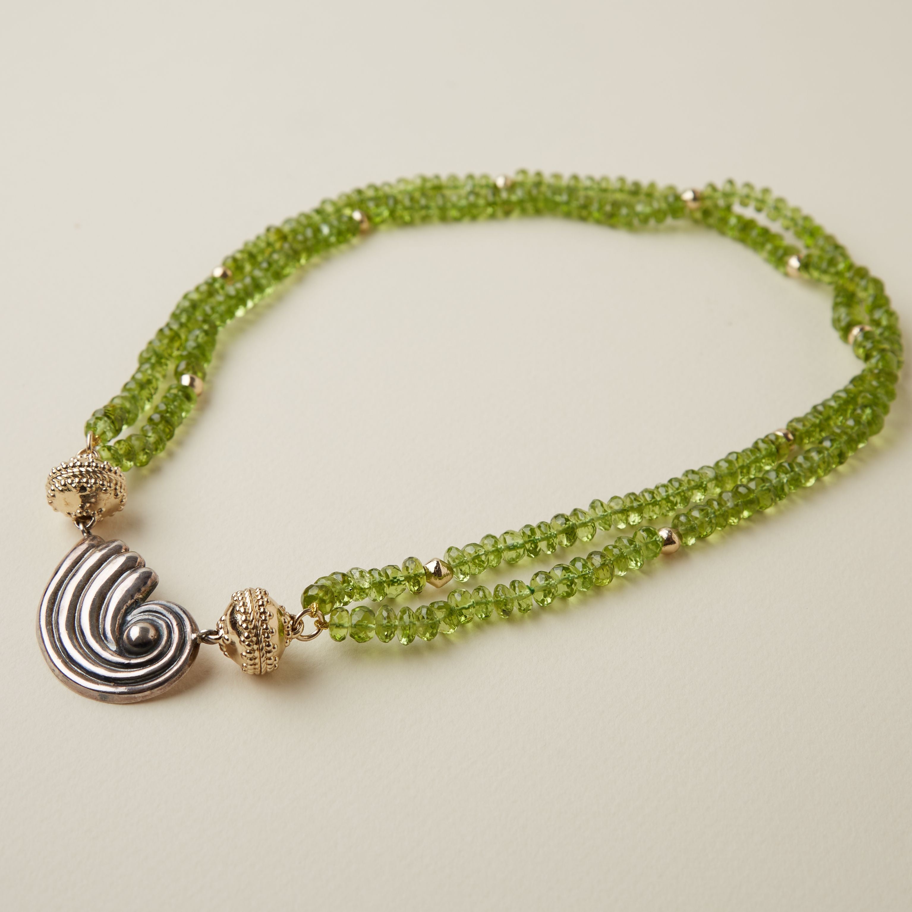 Peppercorn Peridot 6mm Double Strand Necklace