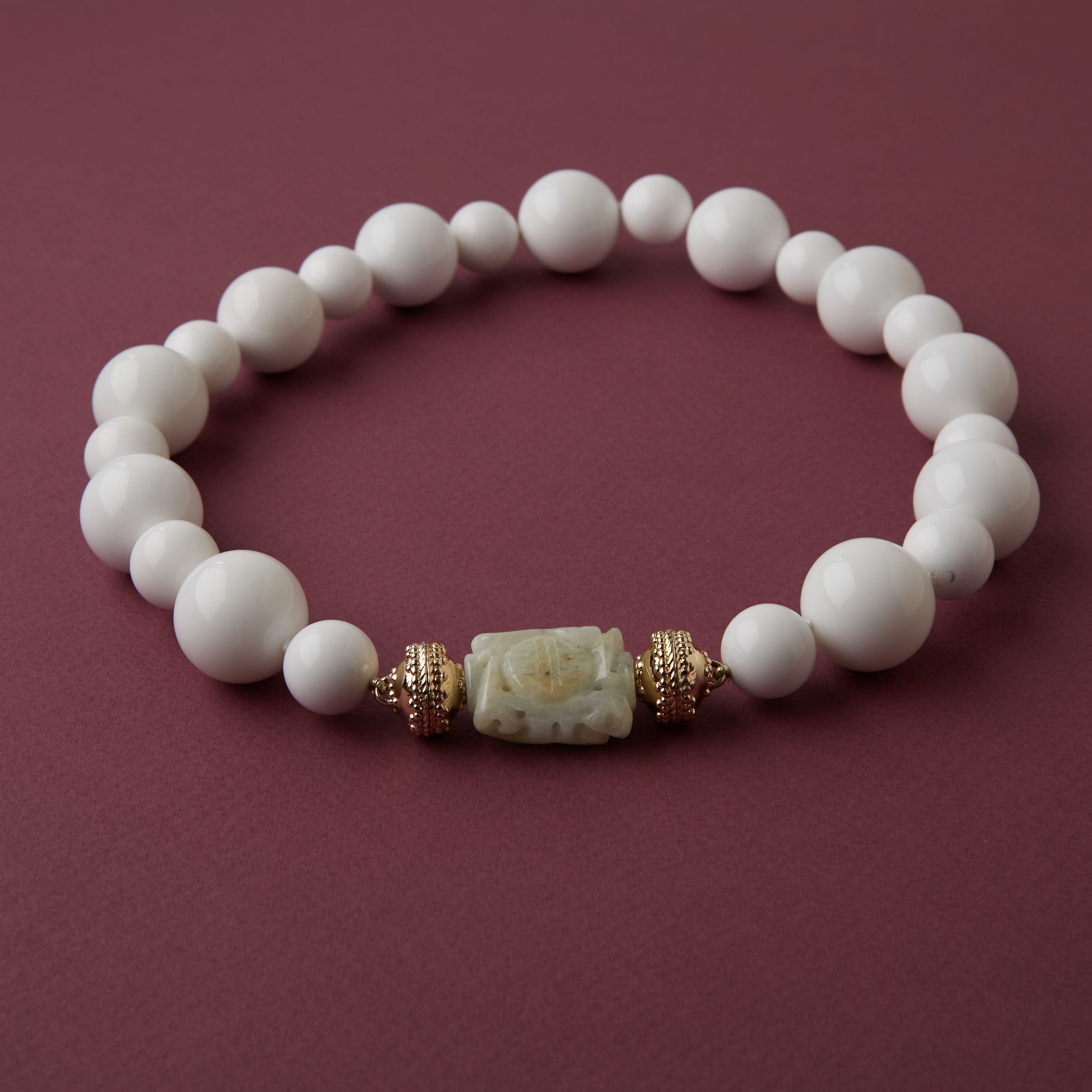 Victoire 14mm White Agate Necklace