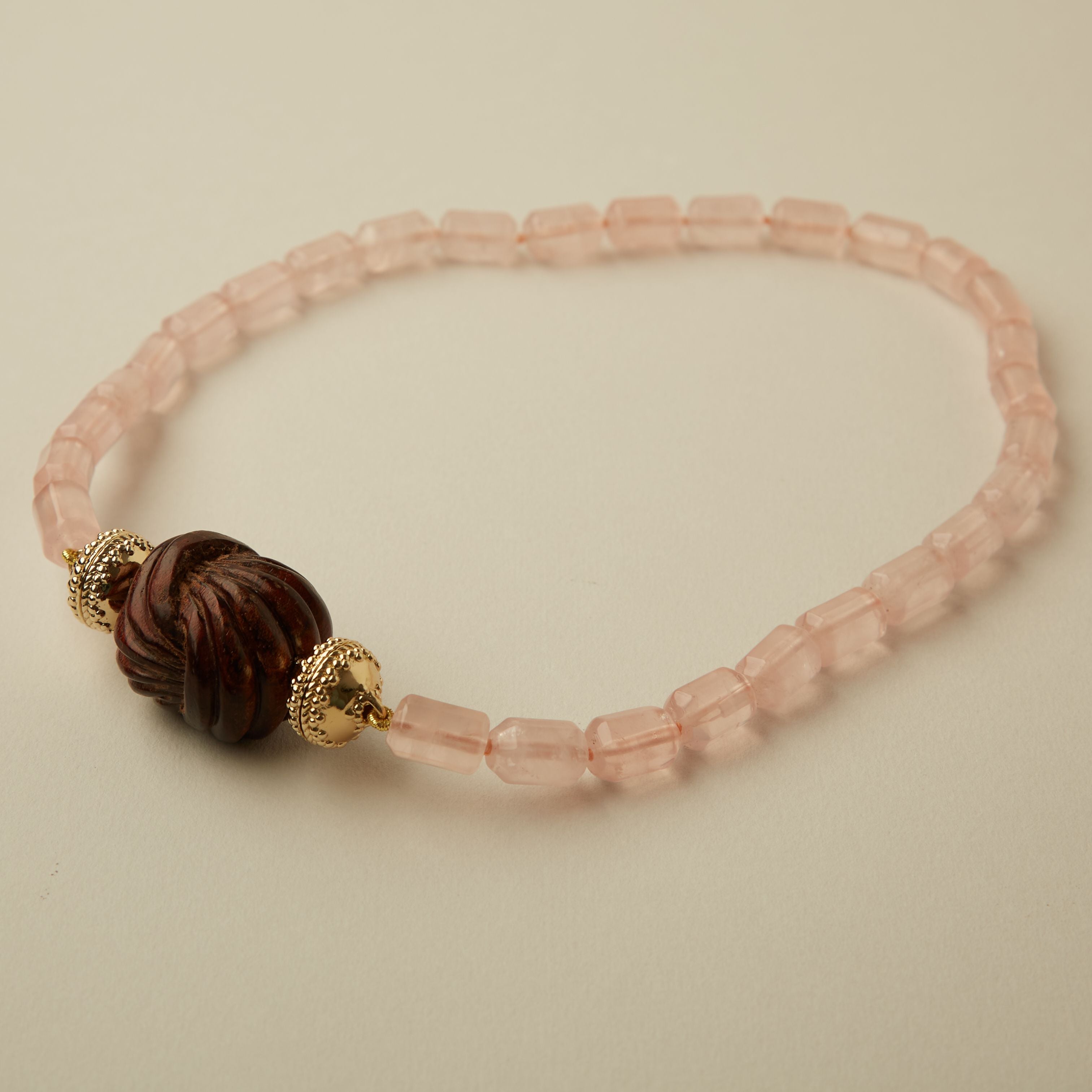 Rose Quartz Barrel Necklace