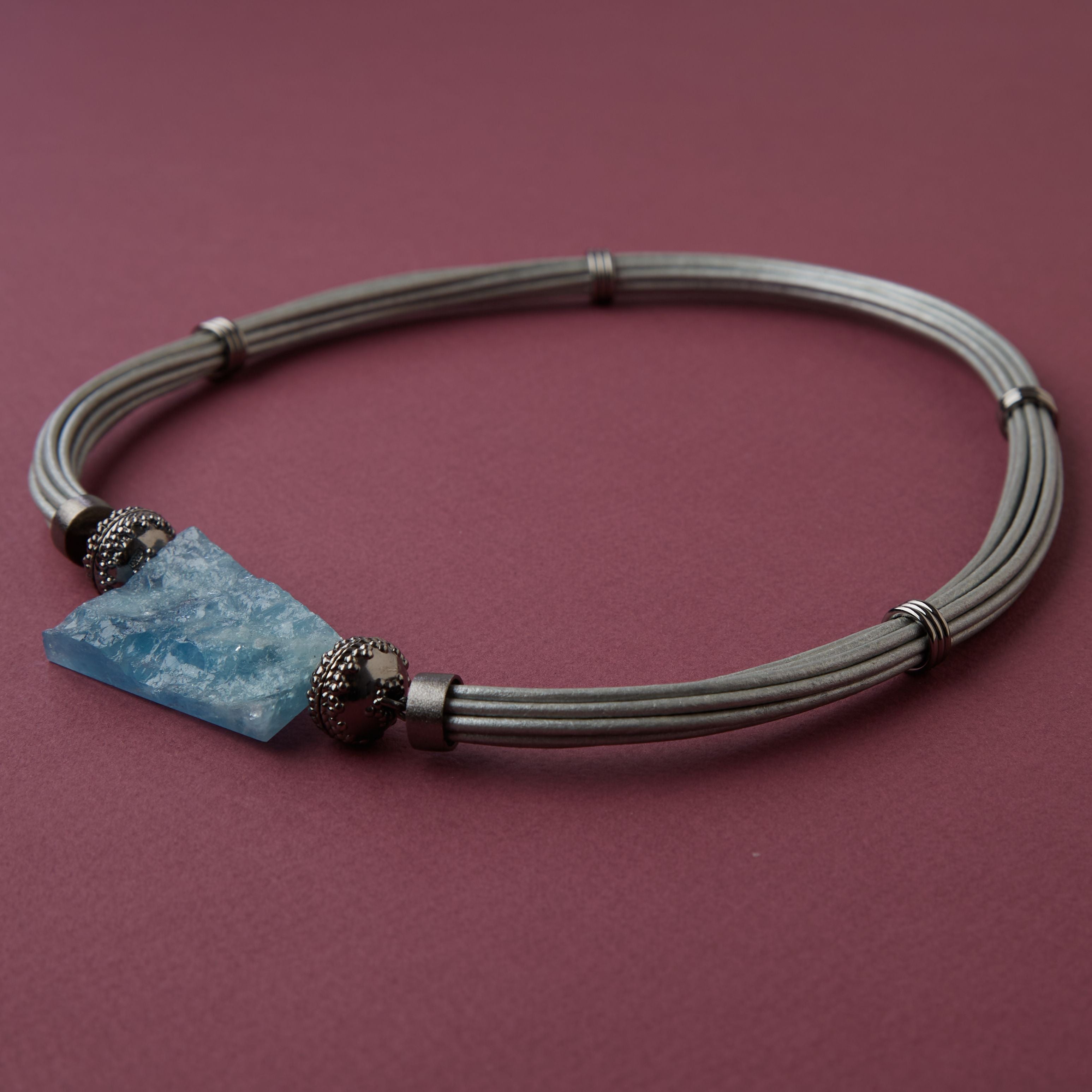 Aspen Leather Platinum Gunmetal Necklace