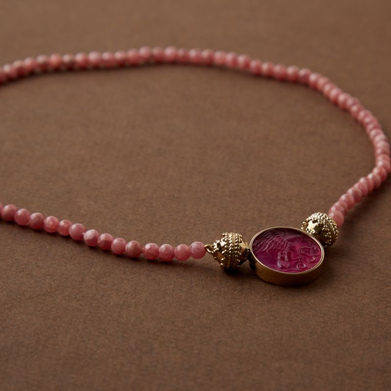 Victoire 4mm Rhodochrosite Mini Necklace