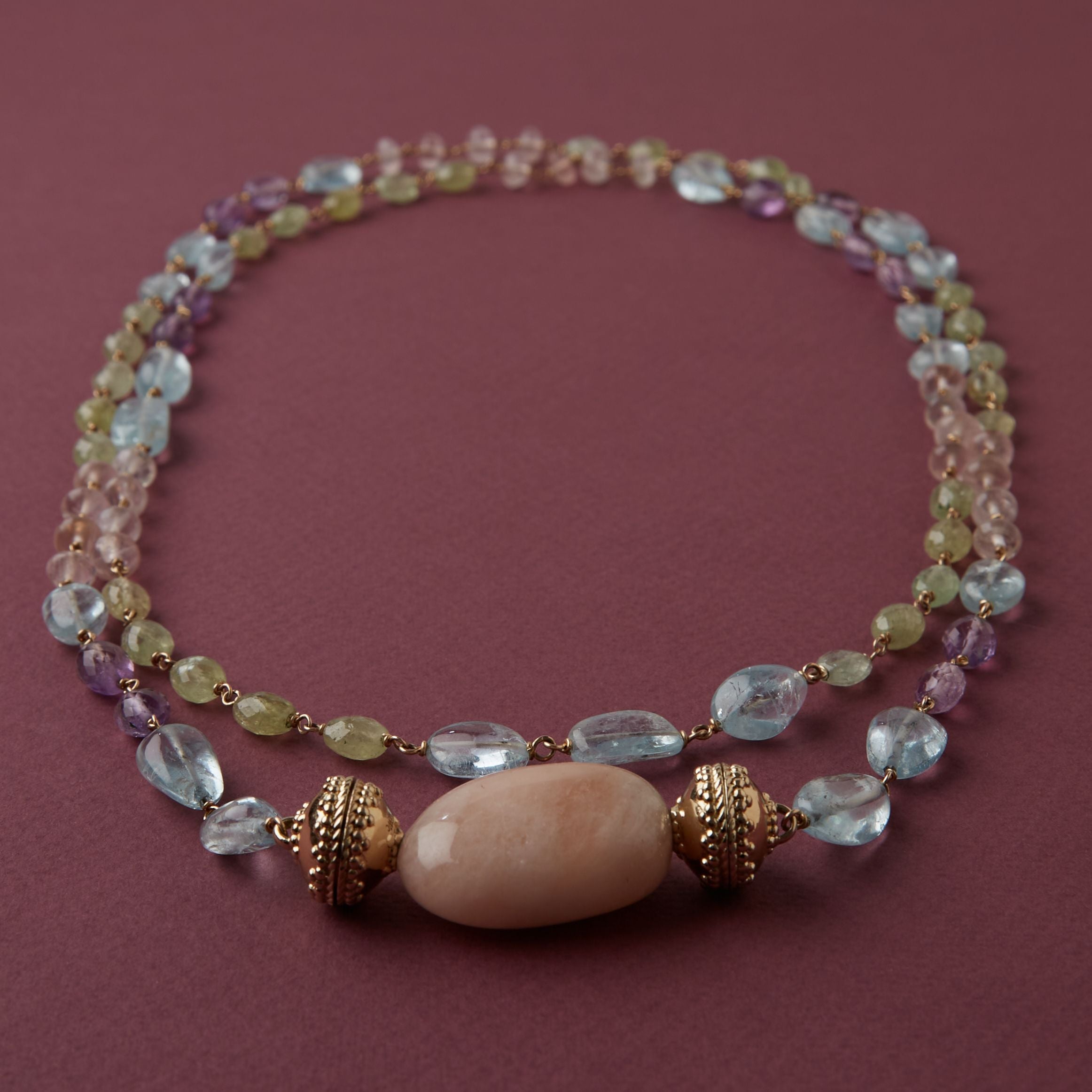 Caspian, Amethyst, Aquamarine, Green Garnet, & Rose Quartz Necklace