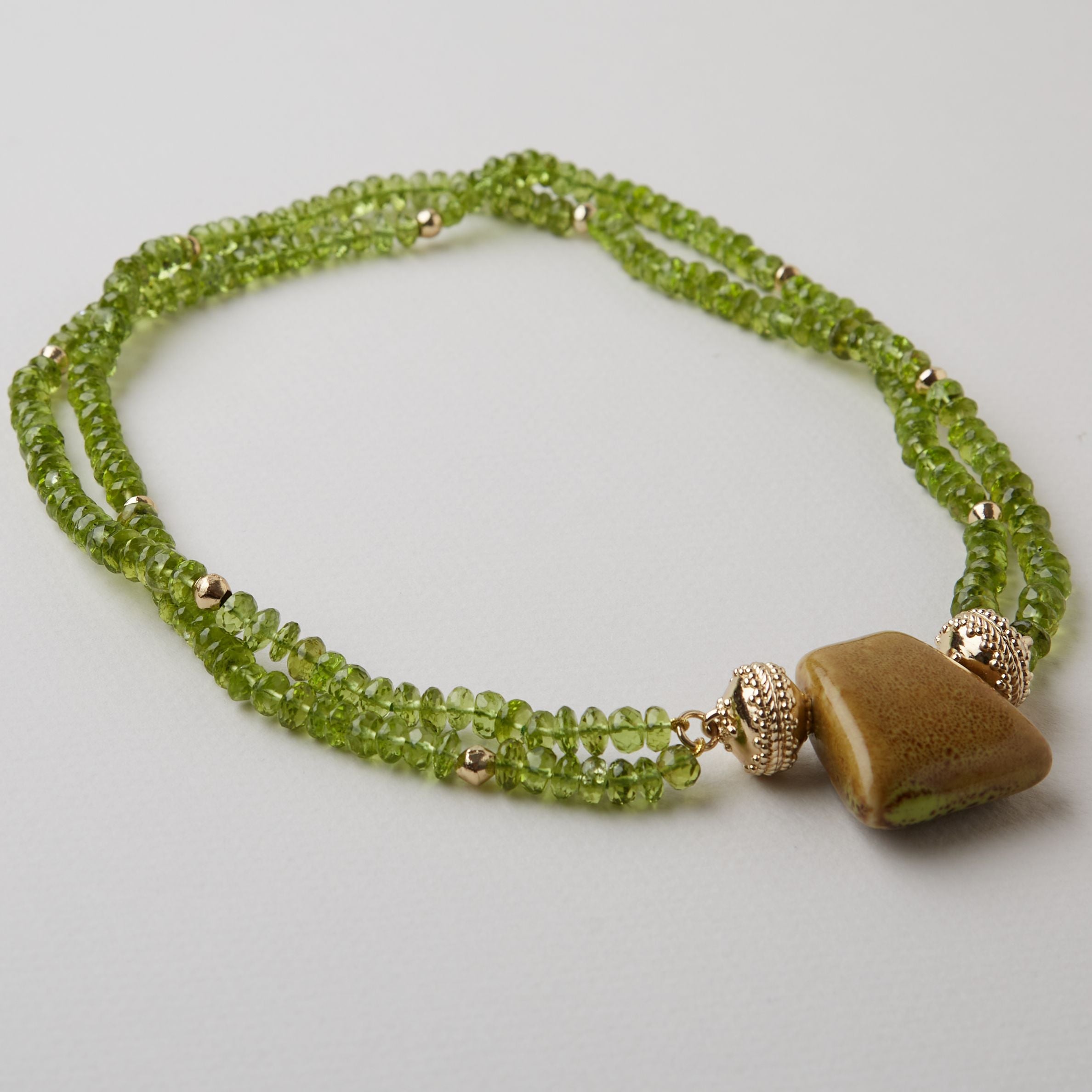 Peppercorn Peridot 6mm Double Strand Necklace