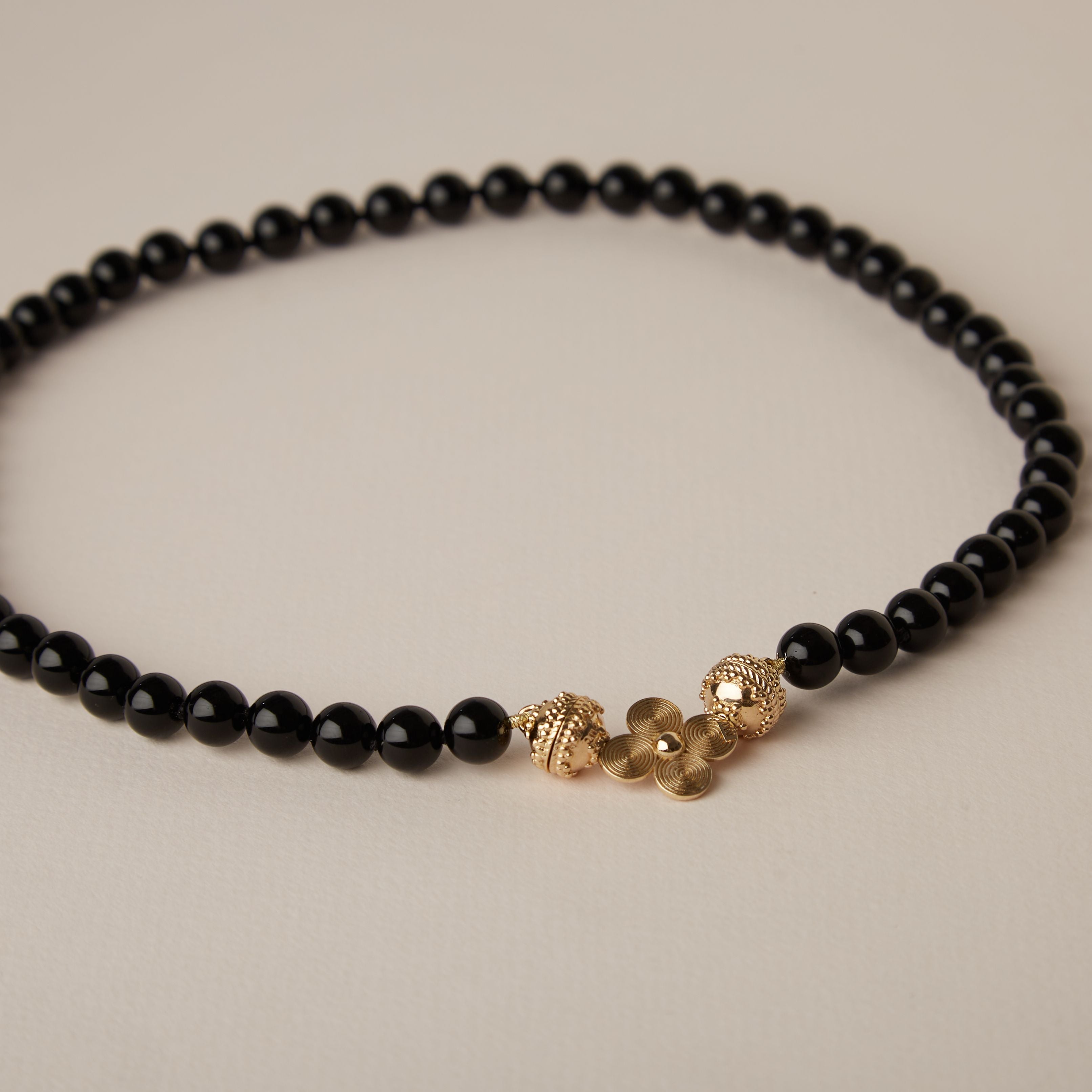 Victoire 8mm Black Obsidian Mini Necklace