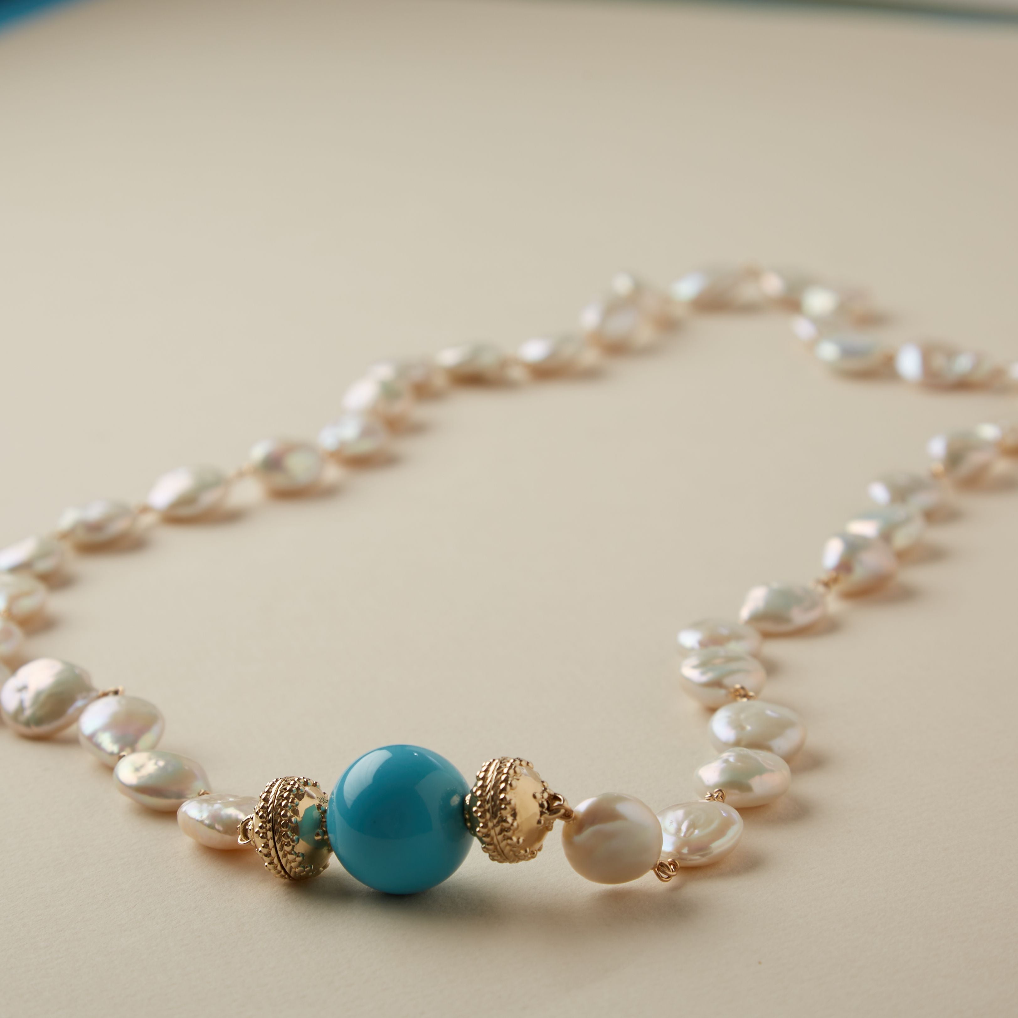 Caspian 13mm Coin Pearl Necklace