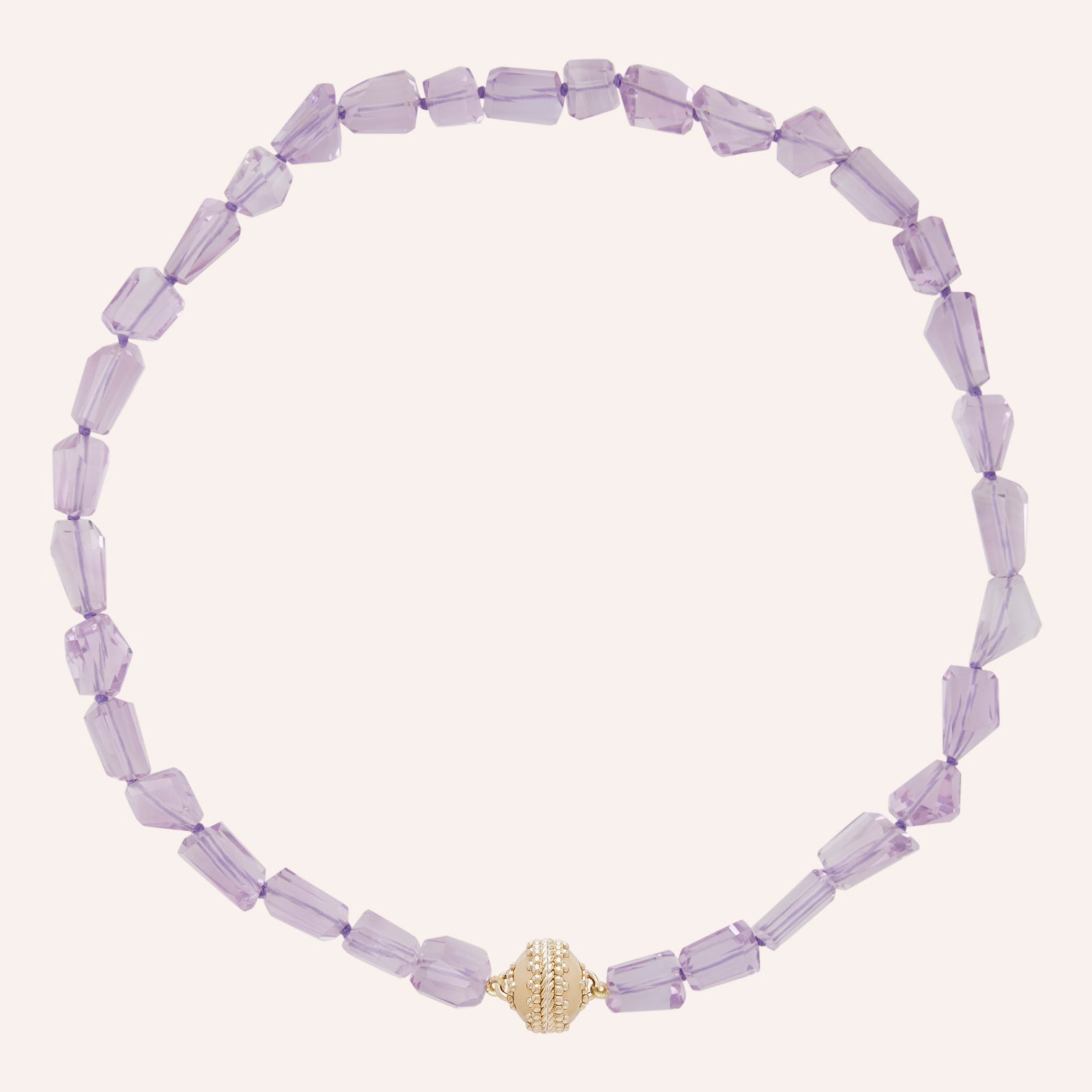 Pink Amethyst Faceted Nugget Necklace