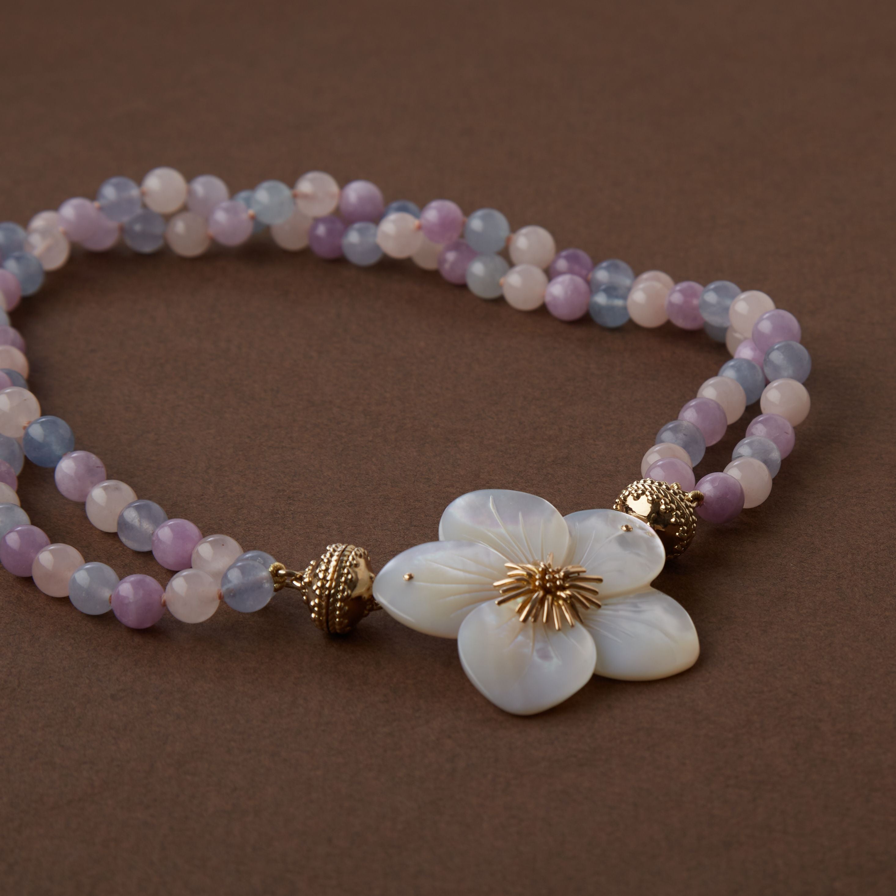 Victoire 8mm Amethyst & Rose Quartz Double-Strand Necklace