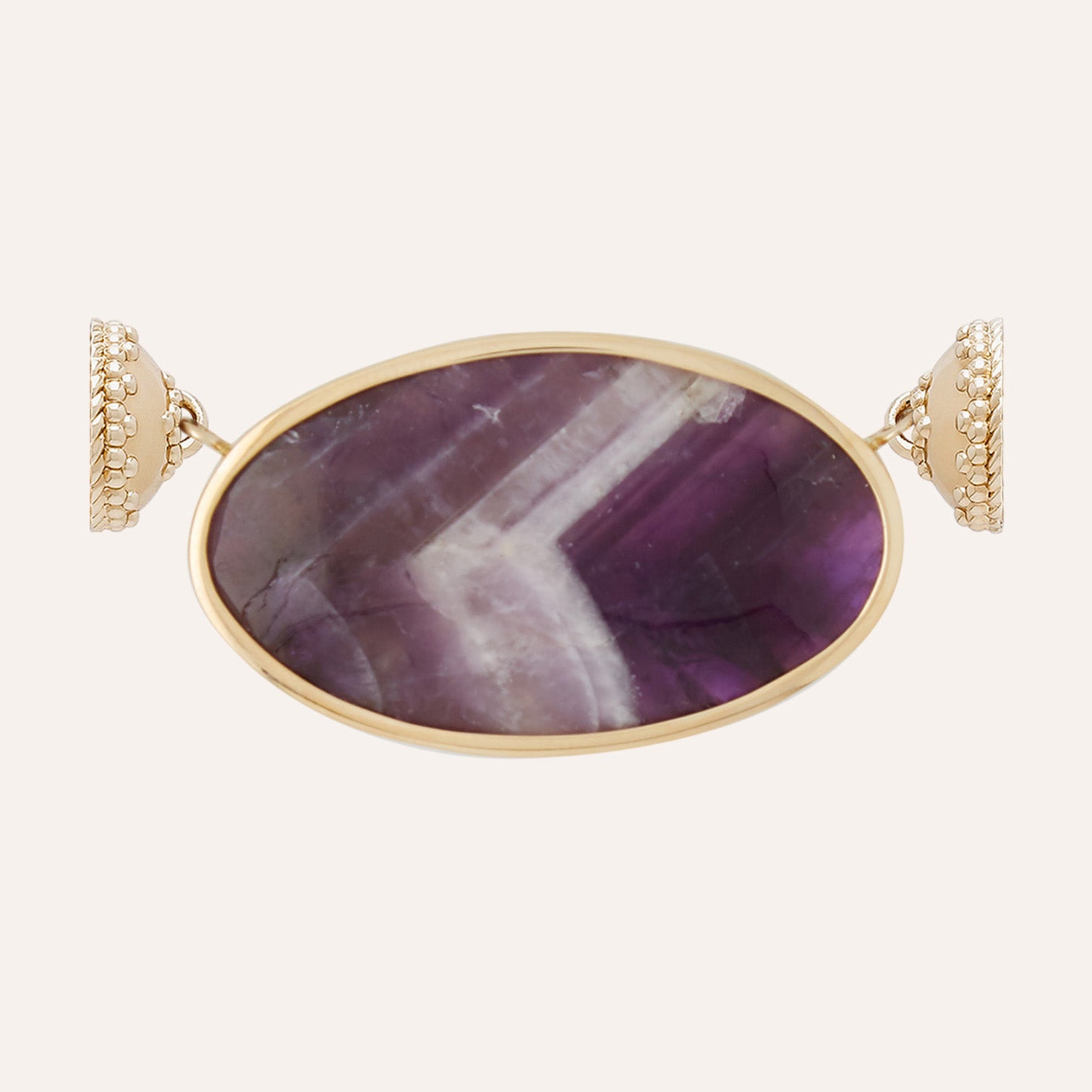 Chevron Amethyst Oval Cabochon Centerpiece