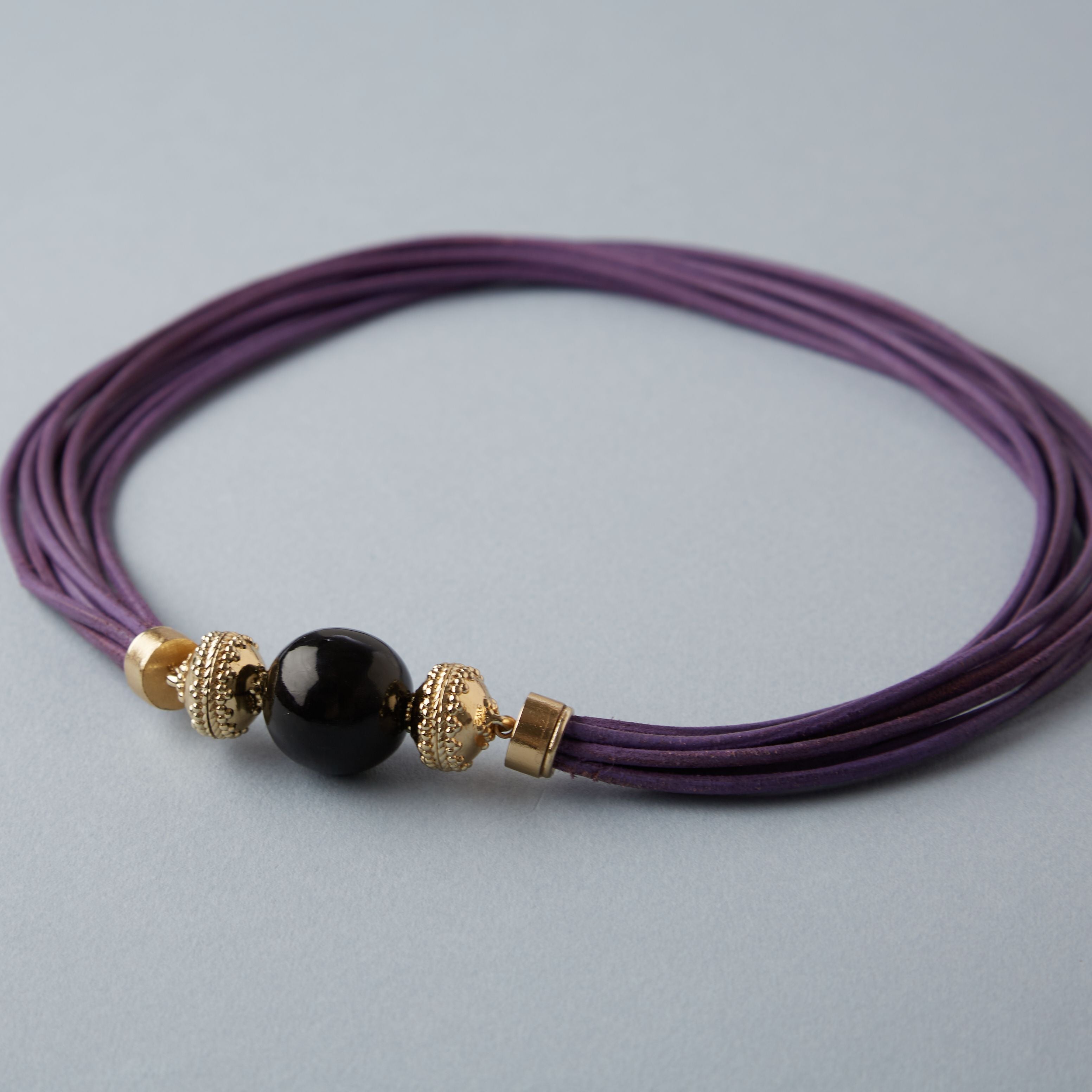 Lexington Purple Leather Necklace